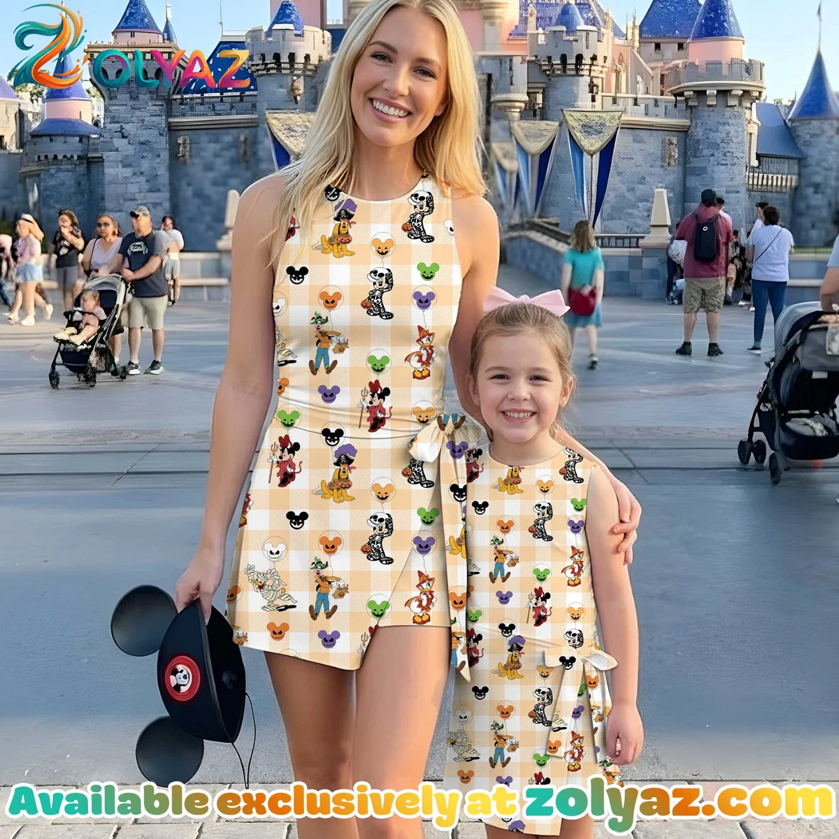 Girls Mickey Friends Checkerboard Athletic Dress - Tennis Dress Skirt, Family Matching Halloween Outfit