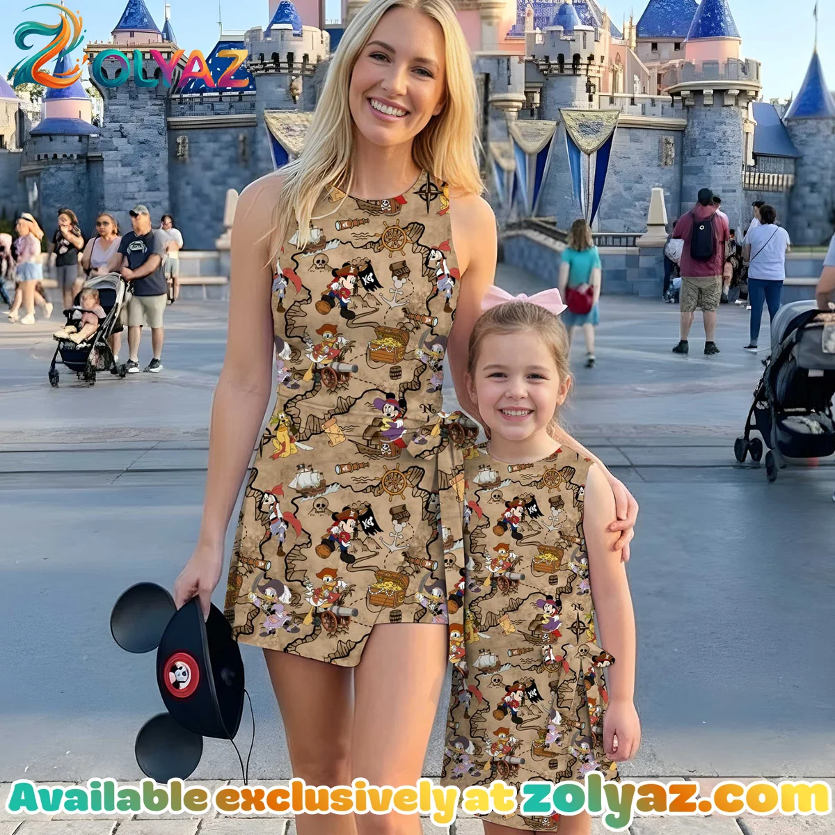 Girls Mickey Friends Treasure Map Athletic Dress - Tennis Dress Skirt, Family Matching Disney Outfit