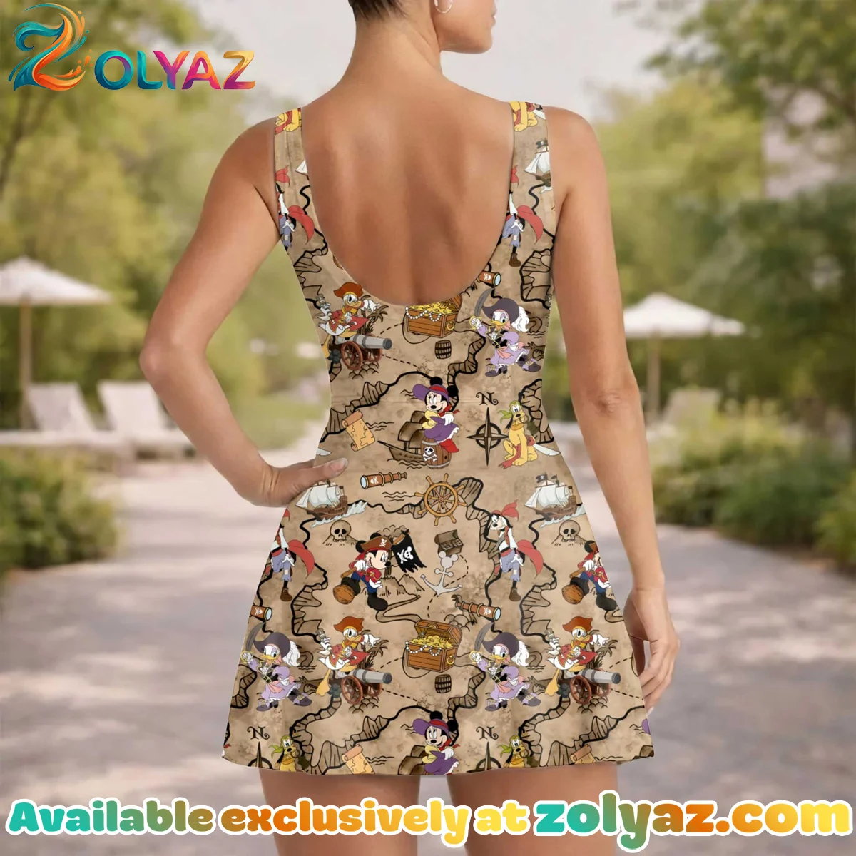 Girls Mickey Friends Treasure Map Athletic Dress - Tennis Dress Skirt, Family Matching Disney Outfit Girls Mickey Friends Treasure Map Athletic Dress - Tennis Dress Skirt, Family Matching Disney Outfit