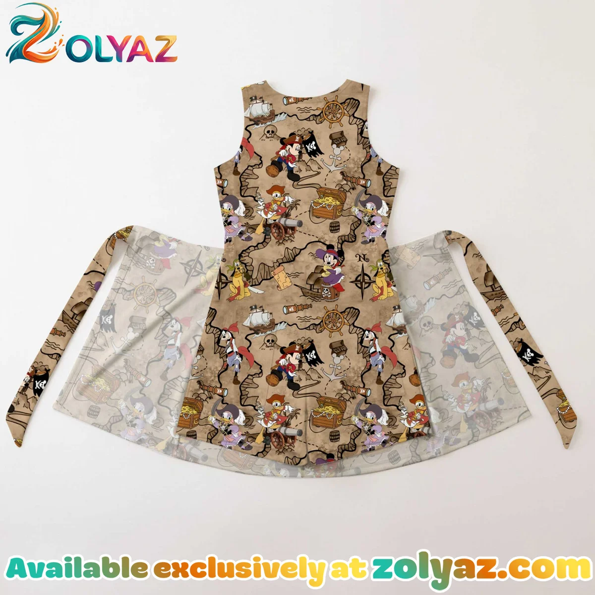 Girls Mickey Friends Treasure Map Athletic Dress - Tennis Dress Skirt, Family Matching Disney Outfit Girls Mickey Friends Treasure Map Athletic Dress - Tennis Dress Skirt, Family Matching Disney Outfit