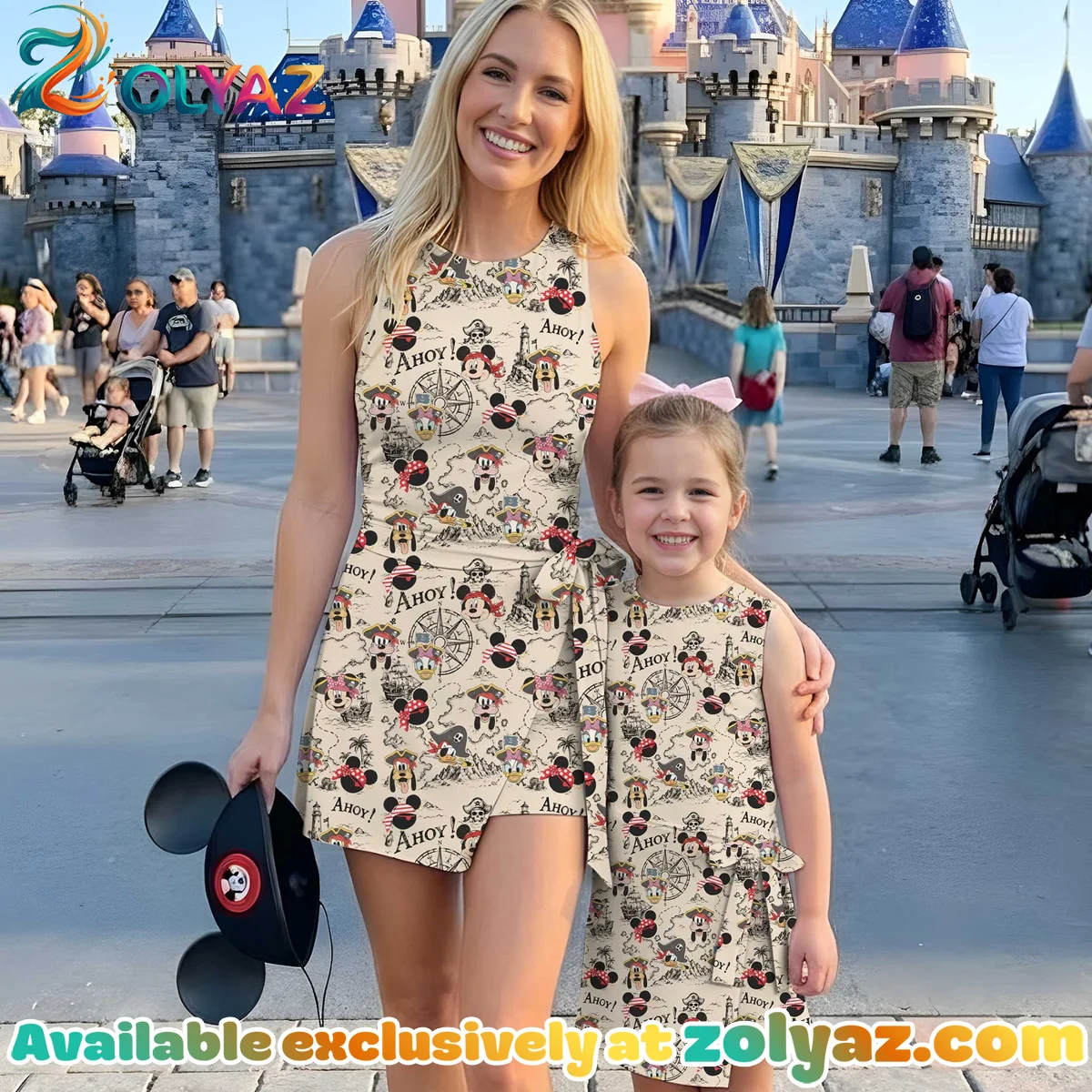 Girls Mickey Minnie Pirate Treasure Map Athletic Dress - Tennis Dress Skirt, Family Matching Disney Adventure Outfit