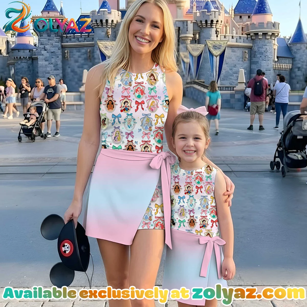 Girls Pastel Disney Princess Athletic Dress - Tennis Dress Skirt, Family Matching Disney Outfit