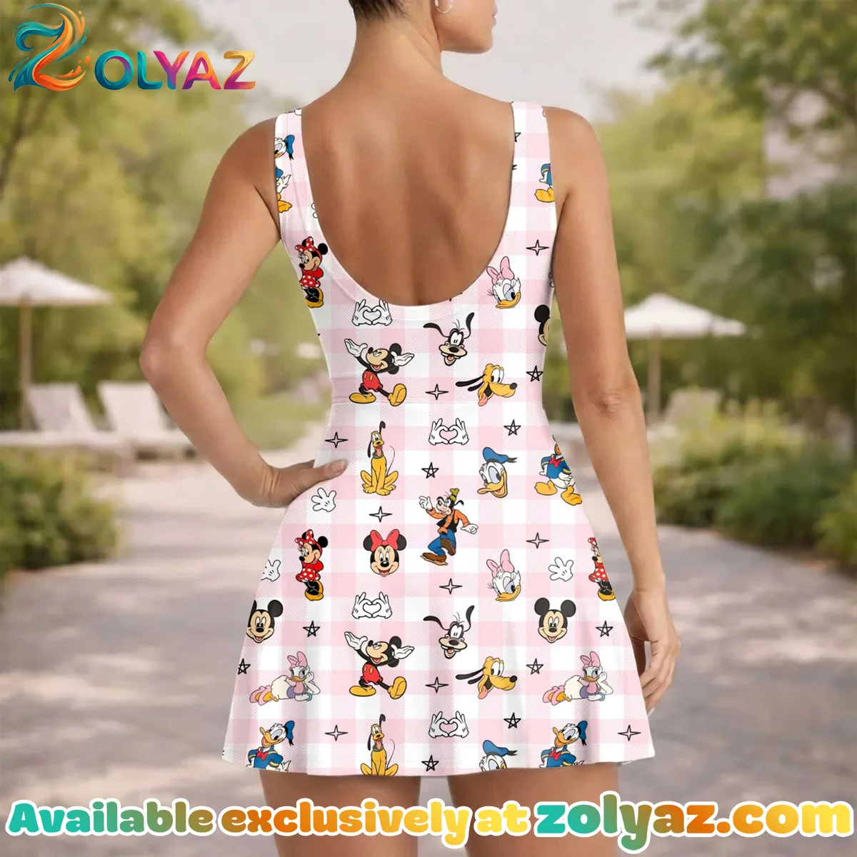 Girls Pink Checkerboard Mickey Athletic Dress - Tennis Dress Skirt, Family Matching Disney Outfit Girls Pink Checkerboard Mickey Athletic Dress - Tennis Dress Skirt, Family Matching Disney Outfit