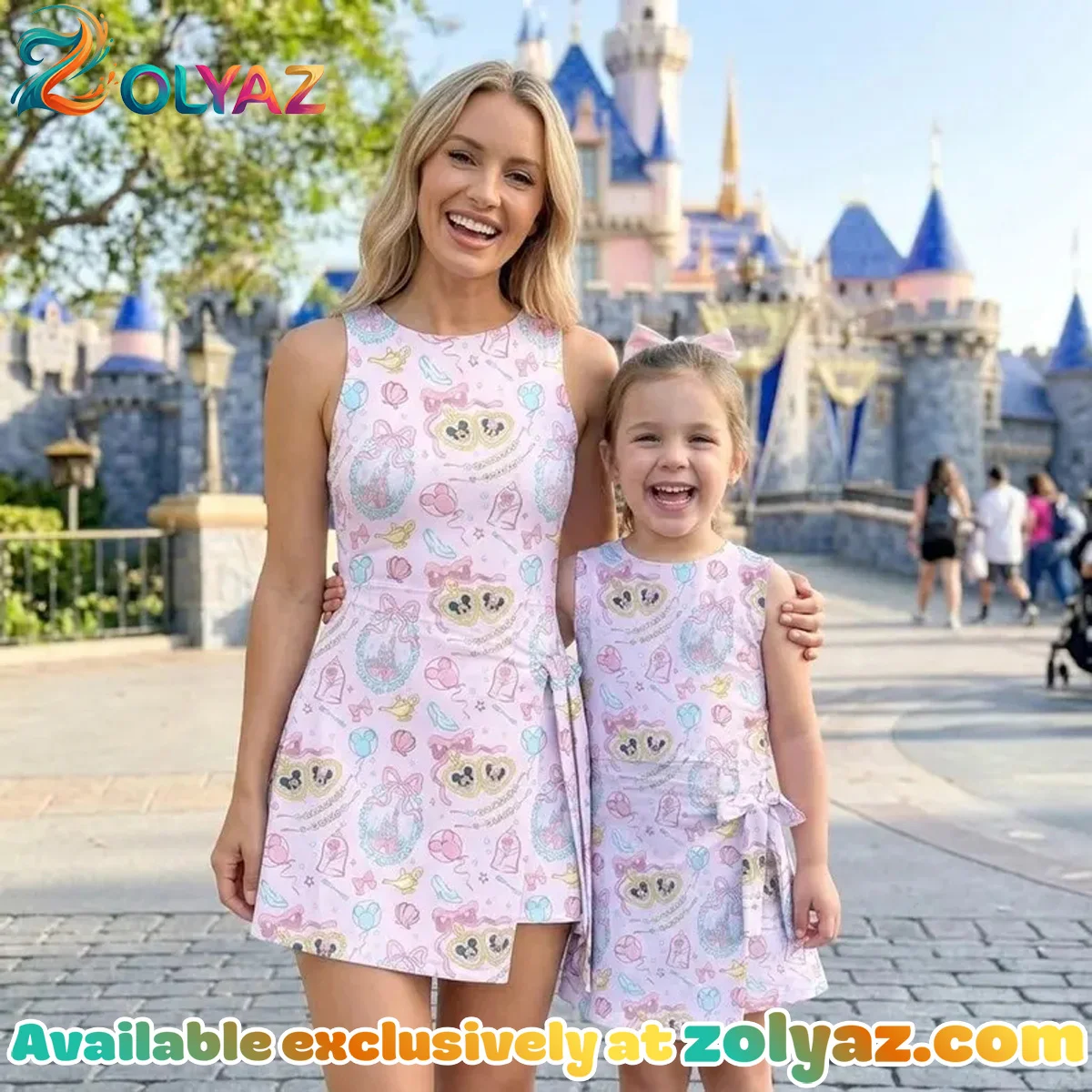 Girls Pink Mickey Minnie Athletic Dress - Tennis Dress Skirt, Family Matching Disney Outfit