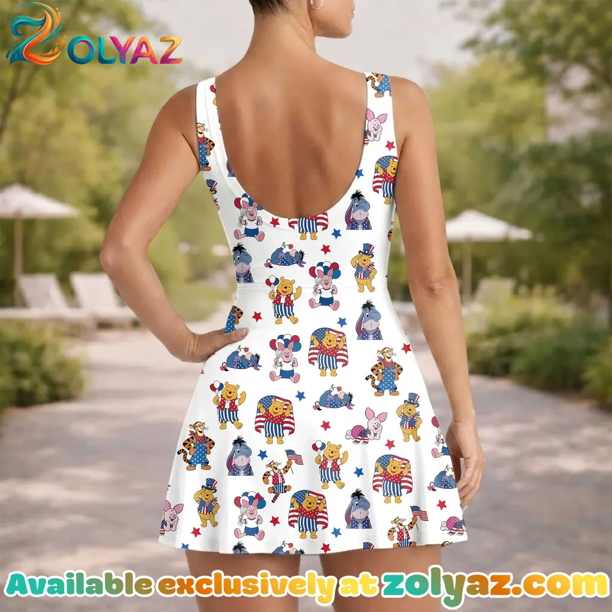 Girls Pooh Friends American Flag Athletic Dress - Tennis Dress Skirt, Family Matching Patriotic Outfit Girls Pooh Friends American Flag Athletic Dress - Tennis Dress Skirt, Family Matching Patriotic Outfit