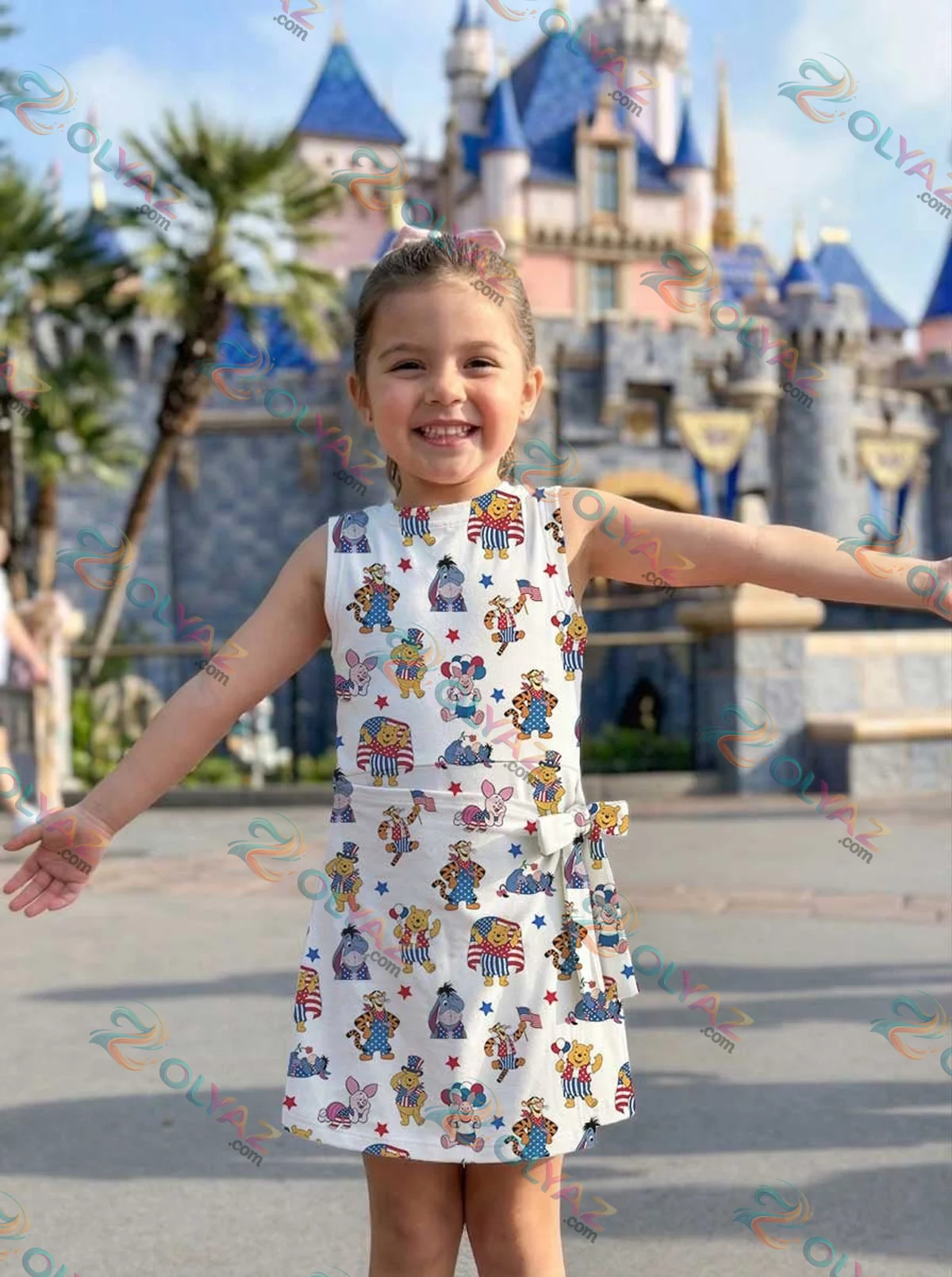Girls Pooh Friends American Flag Athletic Dress - Tennis Dress Skirt, Family Matching Patriotic Outfit Girls Pooh Friends American Flag Athletic Dress - Tennis Dress Skirt, Family Matching Patriotic Outfit