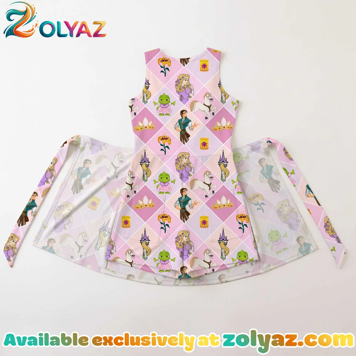 Girls Rapunzel Athletic Dress - Tennis Dress Skirt, Family Matching Princess Outfit Girls Rapunzel Athletic Dress - Tennis Dress Skirt, Family Matching Princess Outfit