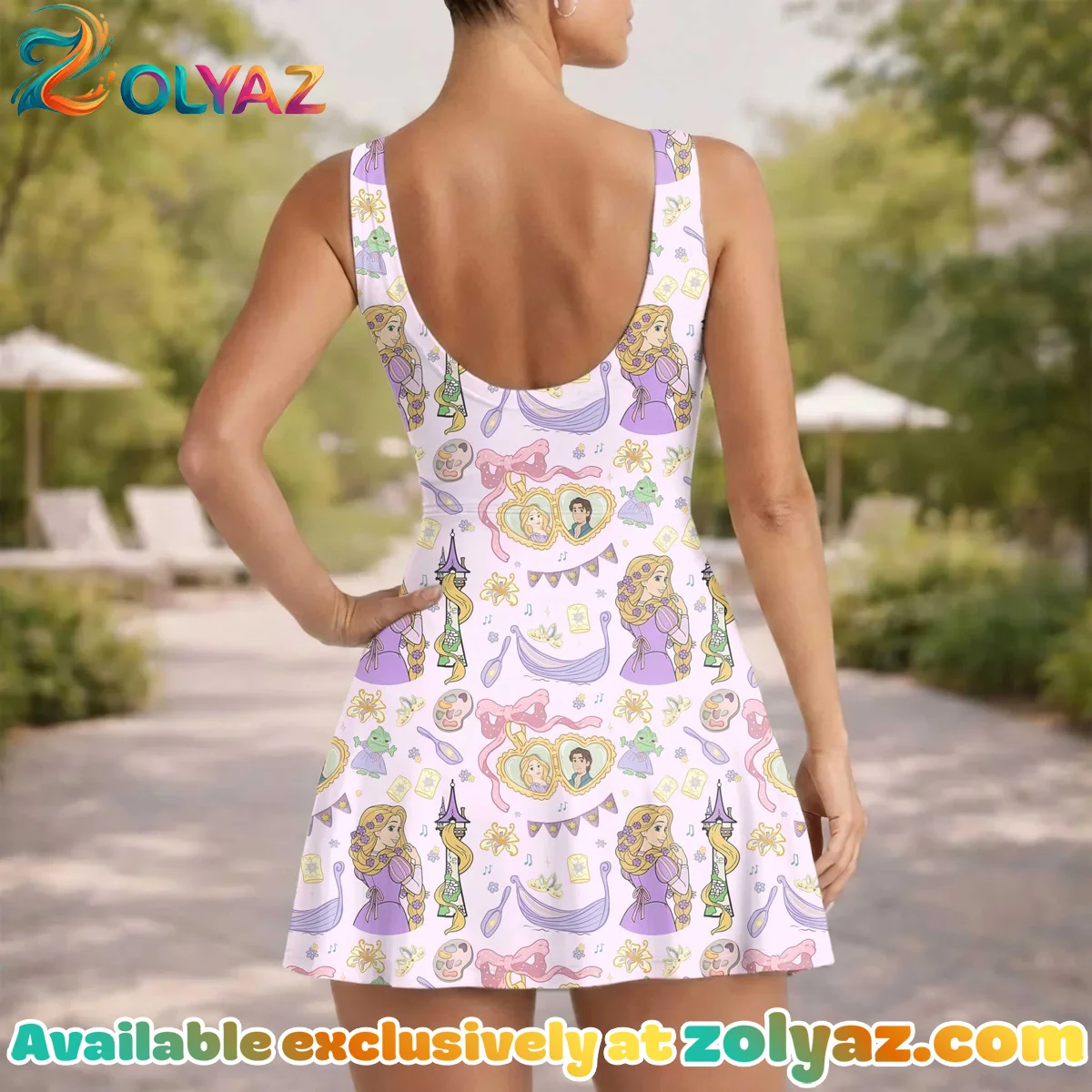 Girls Rapunzel Coquette Athletic Dress - Tennis Dress Skirt, Family Matching Disney Outfit Girls Rapunzel Coquette Athletic Dress - Tennis Dress Skirt, Family Matching Disney Outfit