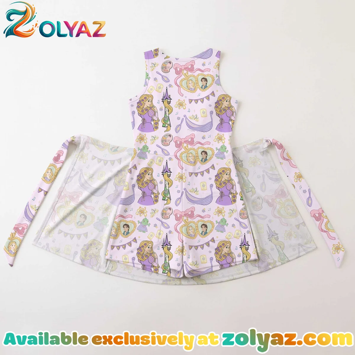 Girls Rapunzel Coquette Athletic Dress - Tennis Dress Skirt, Family Matching Disney Outfit Girls Rapunzel Coquette Athletic Dress - Tennis Dress Skirt, Family Matching Disney Outfit