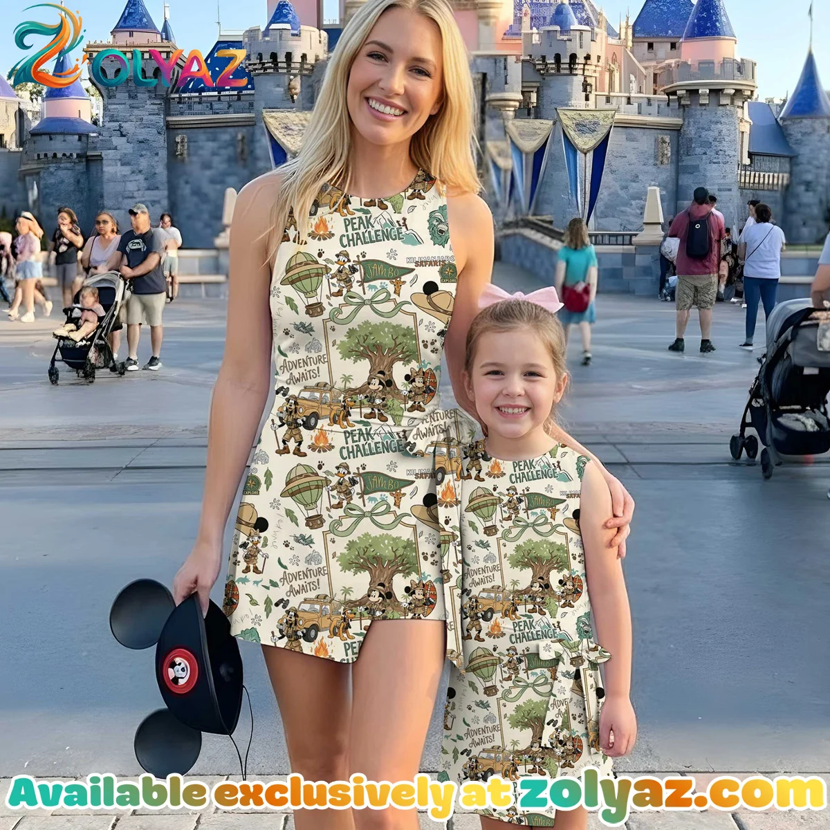 Girls Safari Mickey Minnie Athletic Dress - Tennis Dress Skirt, Family Matching Animal Kingdom Outfit