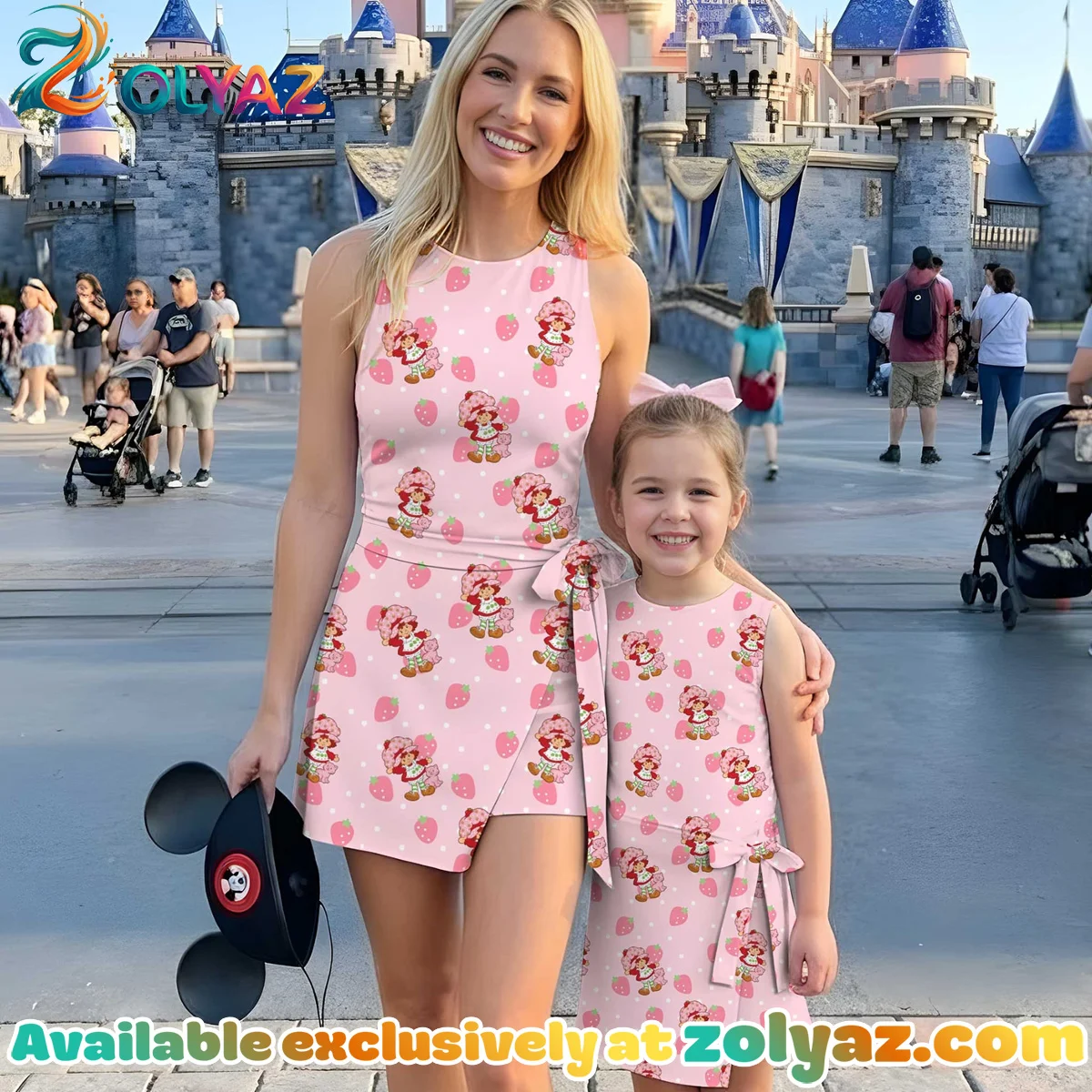 Girls Strawberry Shortcake Pink Strawberry Print Athletic Dress - Tennis Dress Skirt, Family Matching Outfit