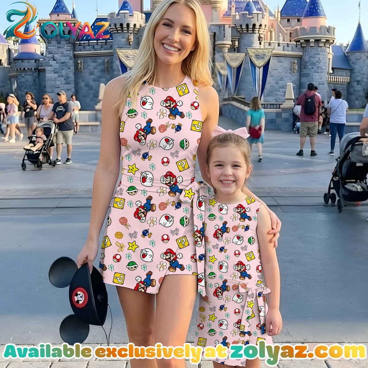 Girls Super Mario Pink Character Athletic Dress - Tennis Dress Skirt, Family Matching Outfit