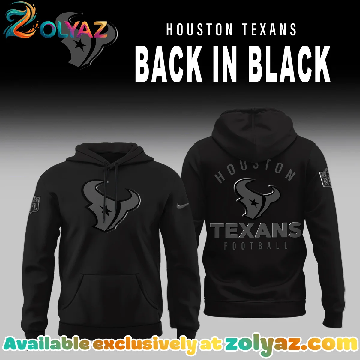 Houston Texans Back In Black T-Shirt & Hoodie [Drop 2]