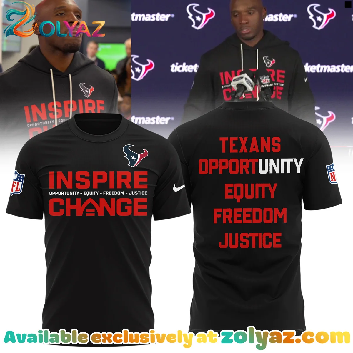 Houston Texans Inspire Change T-Shirt & Hoodie Houston Texans Inspire Change T-Shirt & Hoodie
