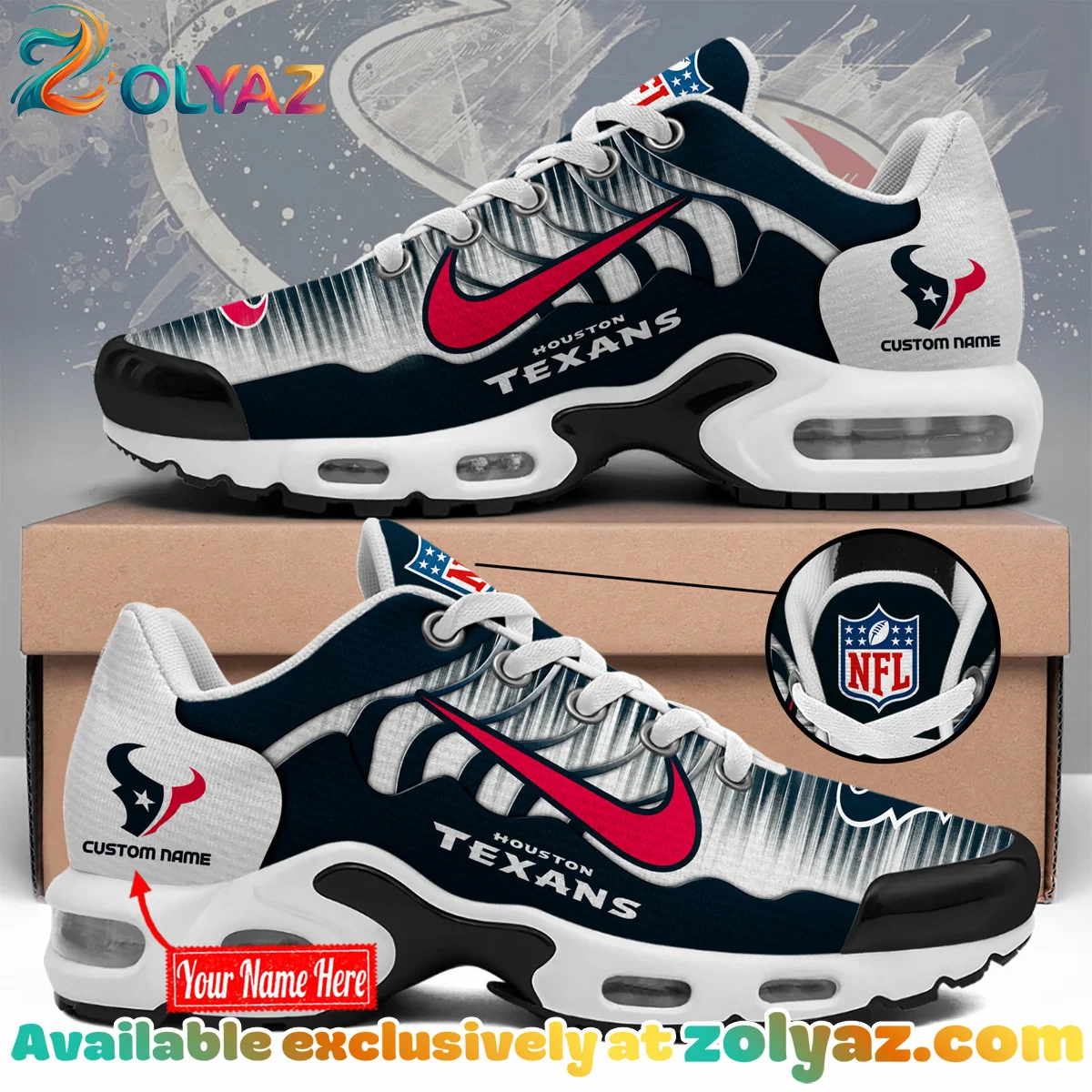 Houston Texans Custom Air Force 1 & Jordan 1 Shoes (Style 1)