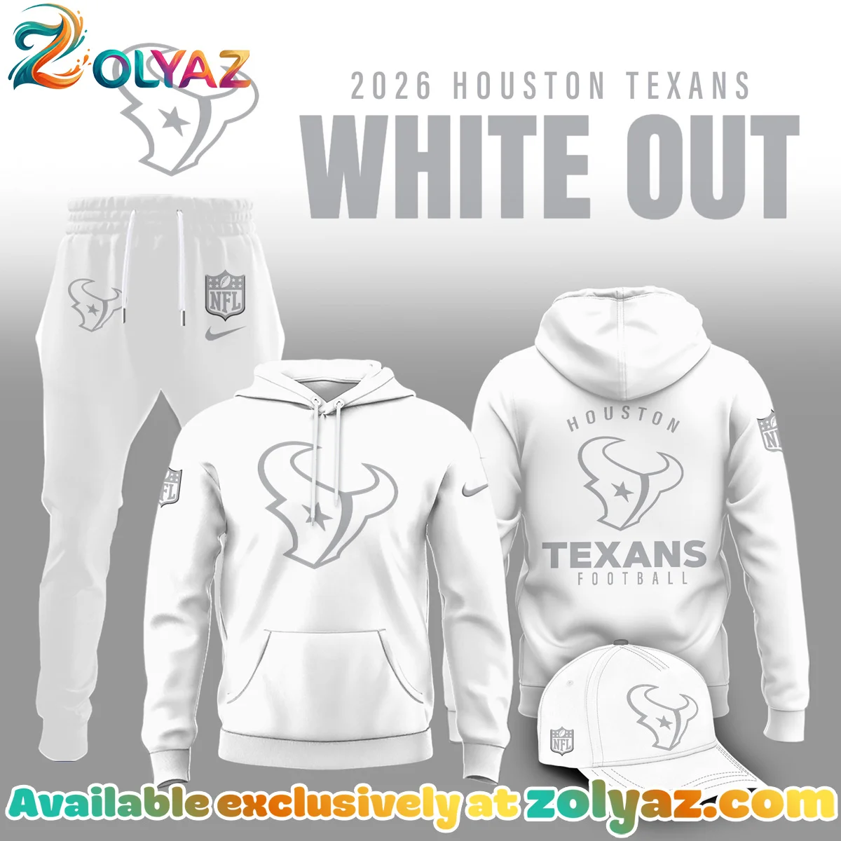 Houston Texans White Out T-Shirt & Hoodie