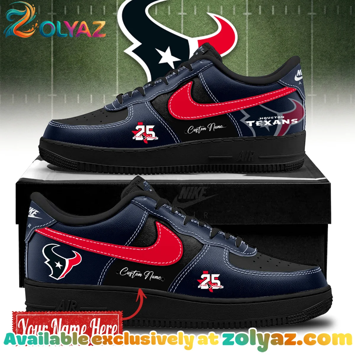 Houston Texans Custom Air Force 1 & Jordan 1 Shoes [Drop 3]