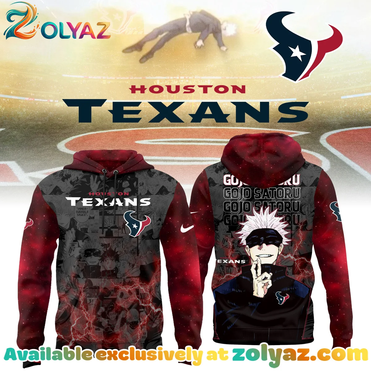Houston Texans x Jujutsu Kaisen T-Shirt & Hoodie - Variant 1