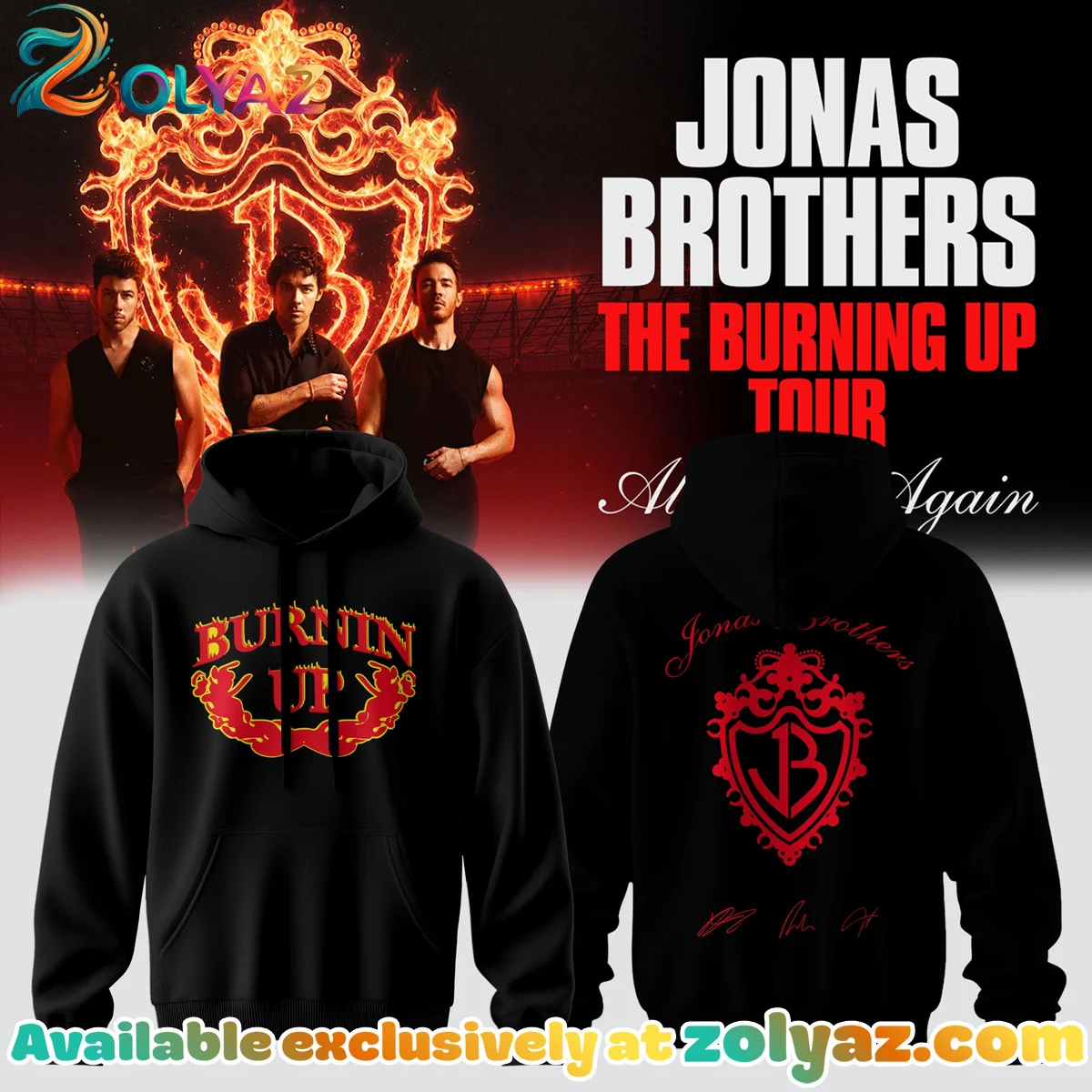 Jonas Brothers The Burning Up Tour Shirt & Hoodie (Style 2)