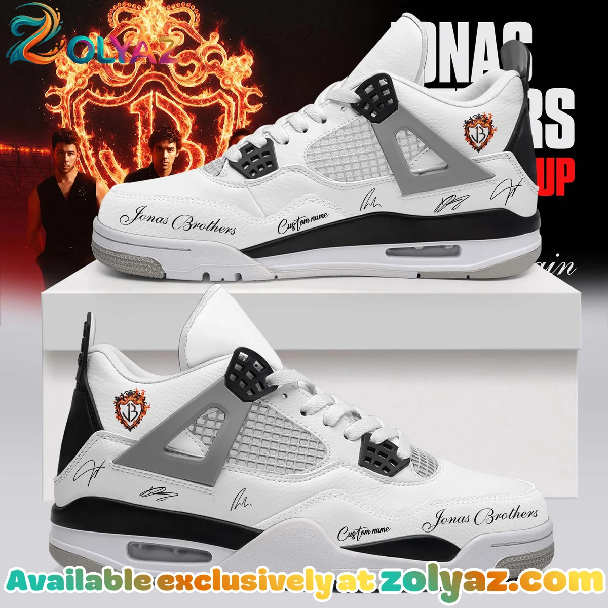 Jonas Brothers The Burning Up Tour Custom Air Force 1 & Jordan 1 Shoes - Variant 17