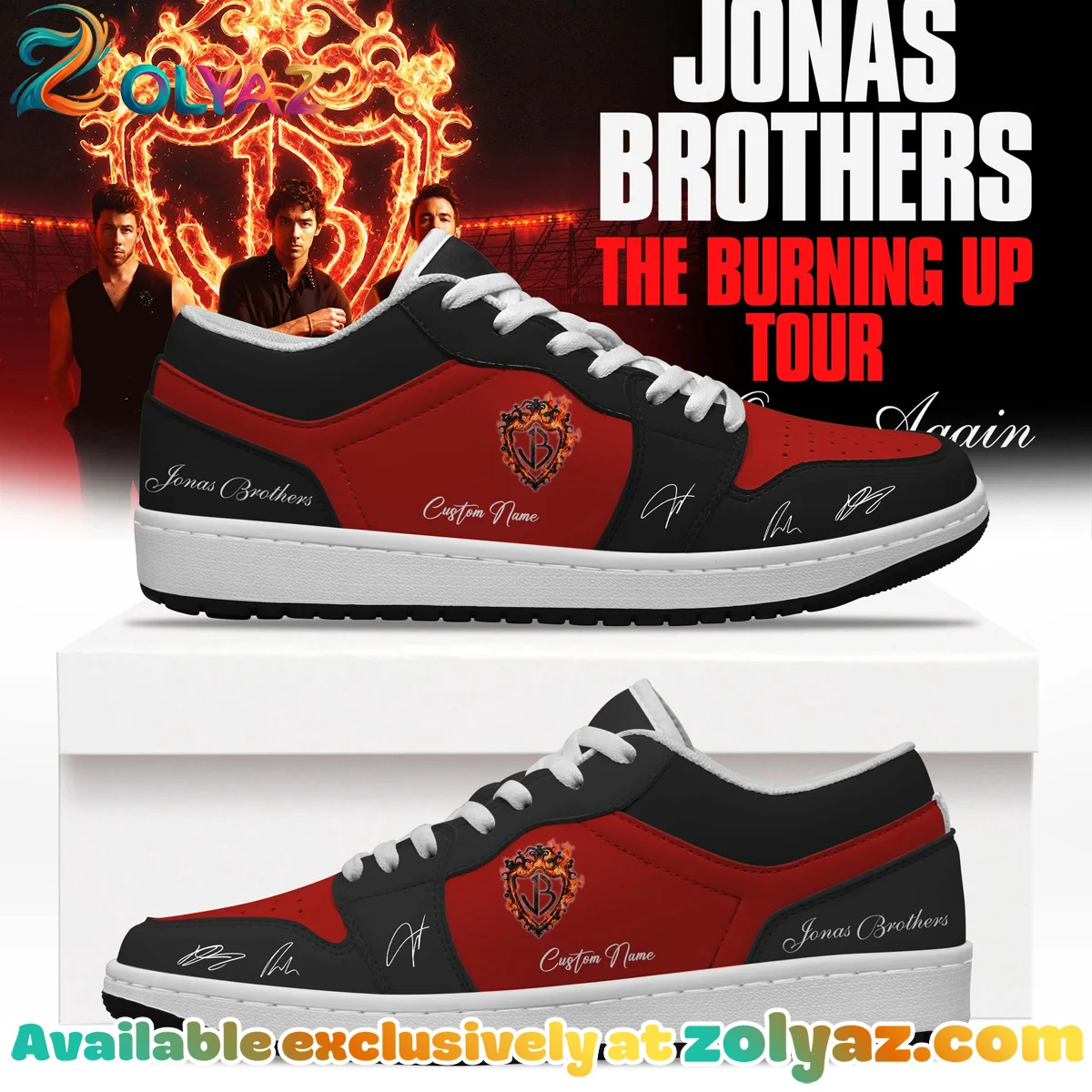 Jonas Brothers The Burning Up Tour Custom Air Force 1 & Jordan 1 Shoes (Release 7)