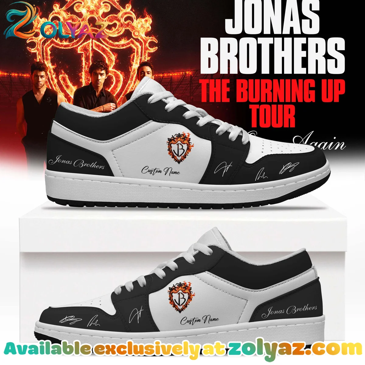 Jonas Brothers The Burning Up Tour Custom Air Force 1 & Jordan 1 Shoes - Variant 5