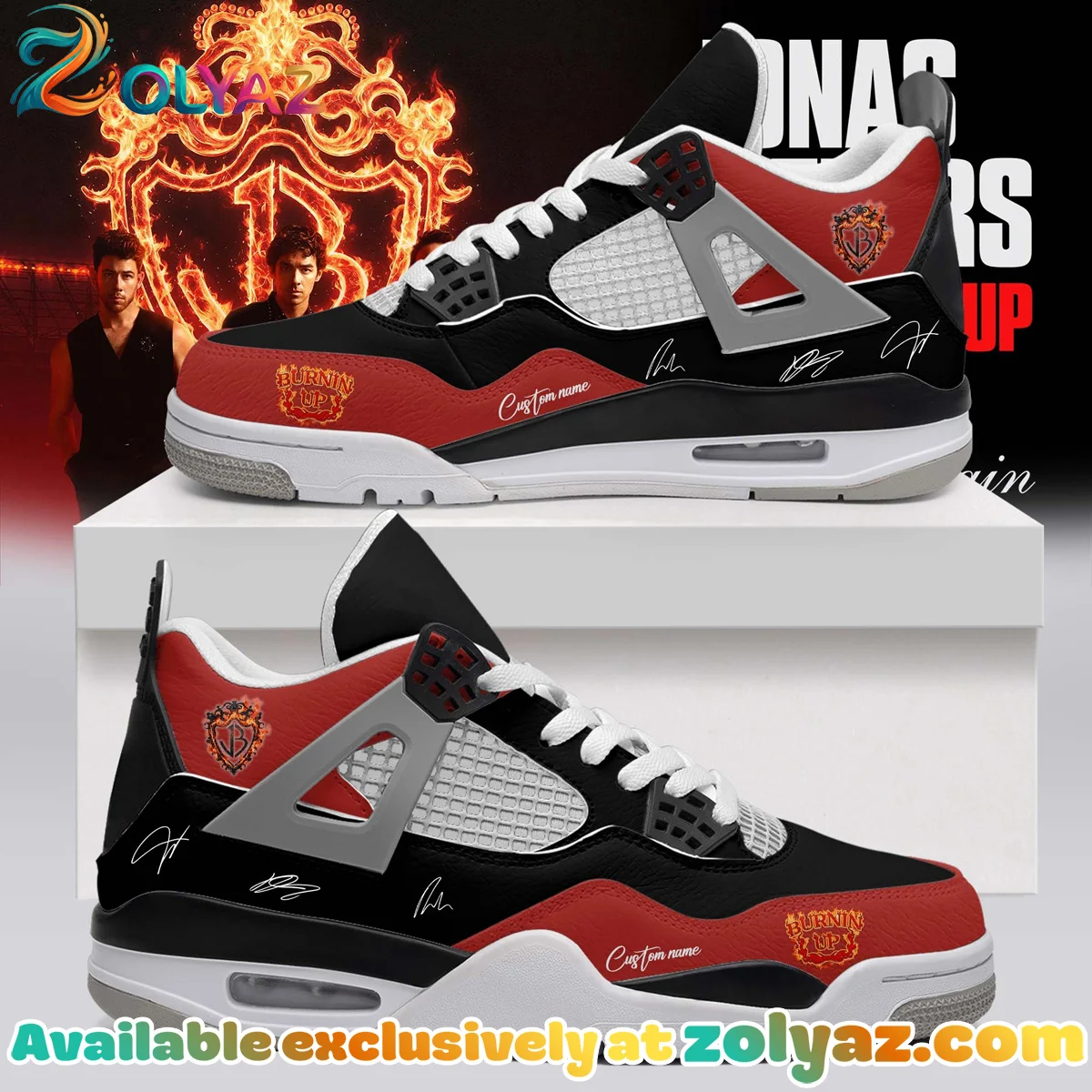 Jonas Brothers The Burning Up Tour Custom Air Force 1 & Jordan 1 Shoes (Design 8)