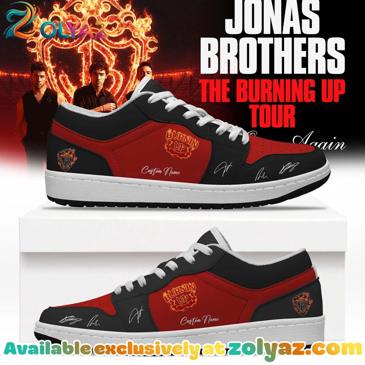 Jonas Brothers The Burning Up Tour Custom Air Force 1 & Jordan 1 Shoes (Design 17)