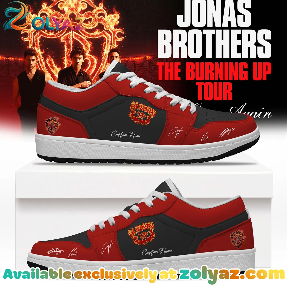 Jonas Brothers The Burning Up Tour Custom Air Force 1 & Jordan 1 Shoes (Release 19)