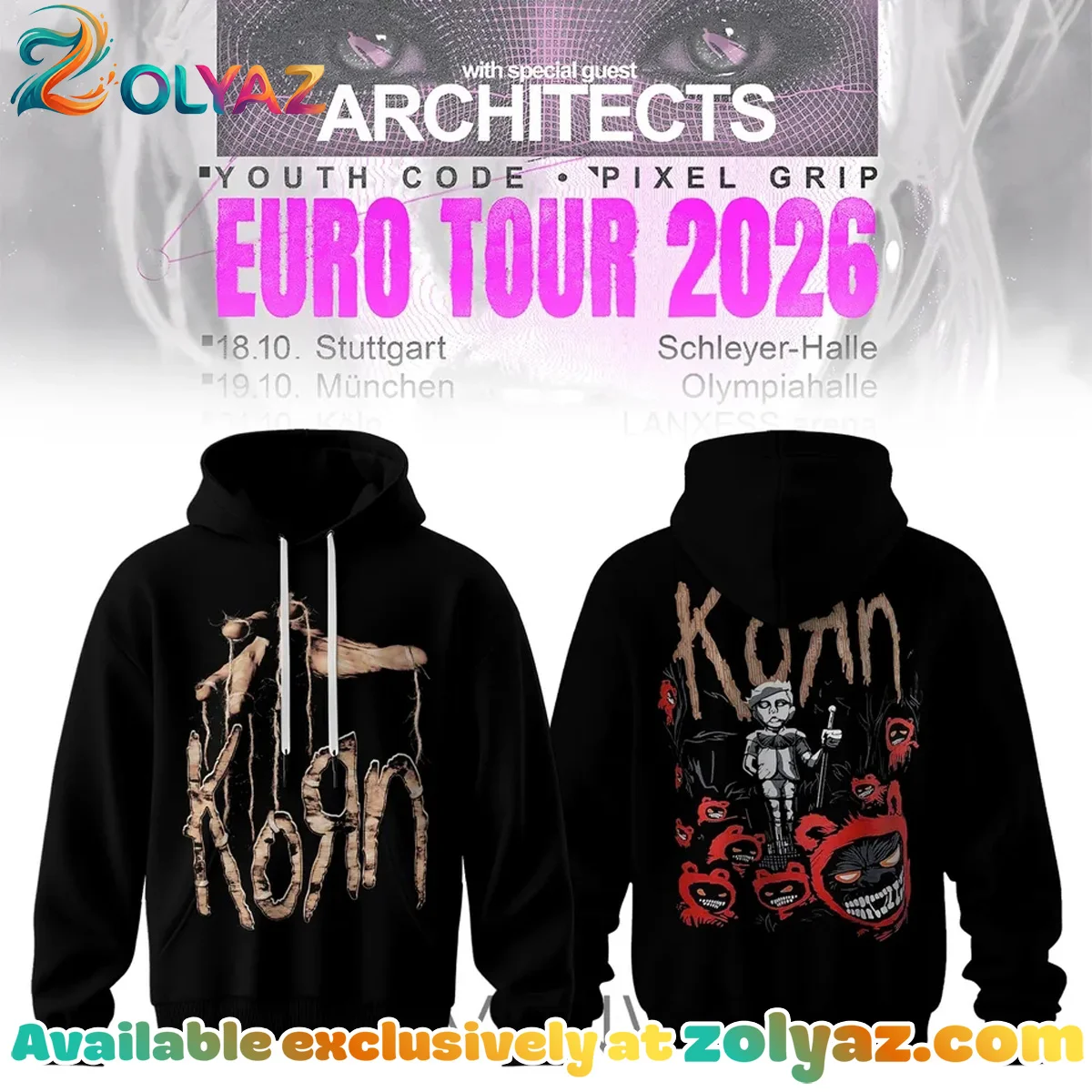 Korn Euro Tour Shirt & Hoodie (Style 2)