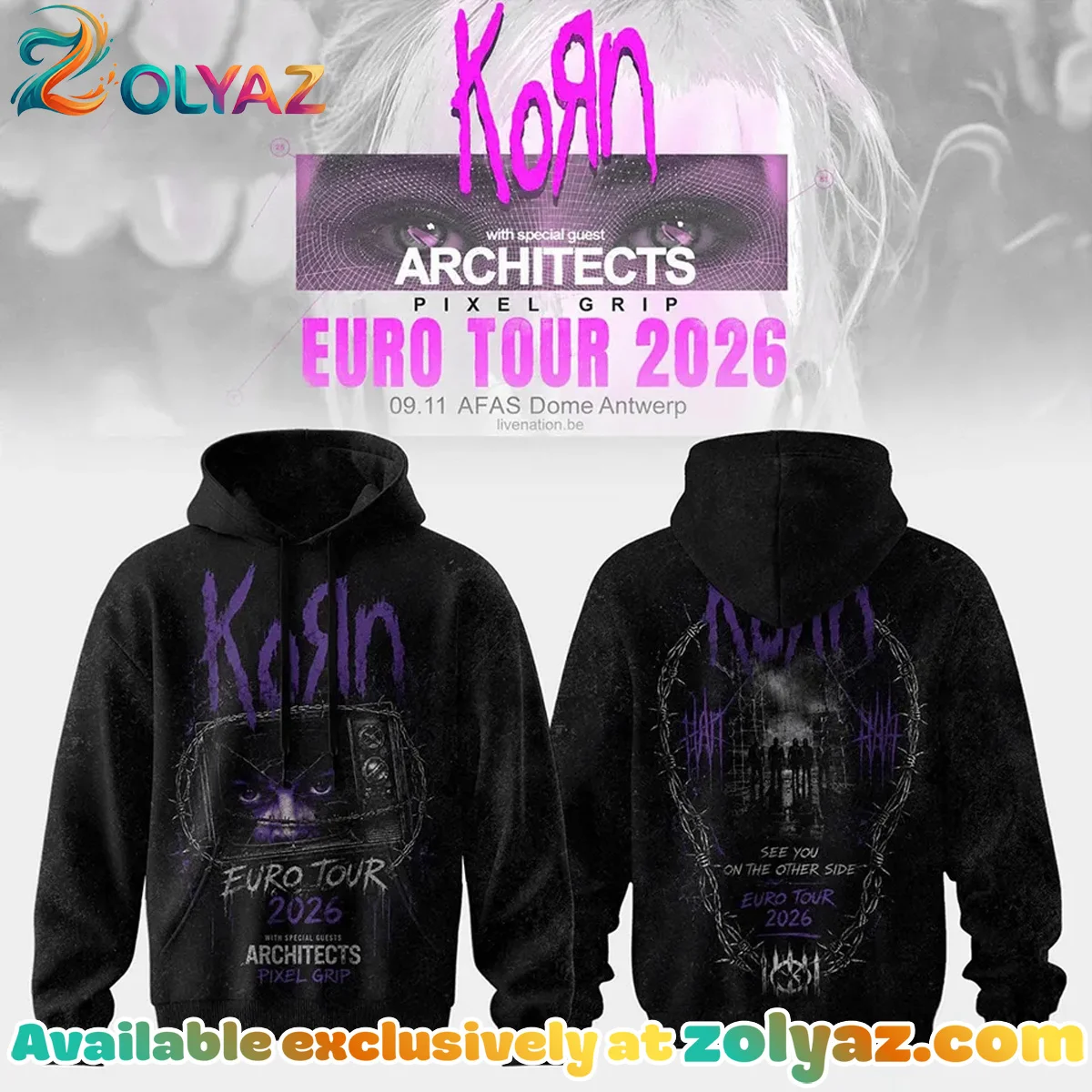 Korn Euro Tour T-Shirt & Hoodie (Design 1)