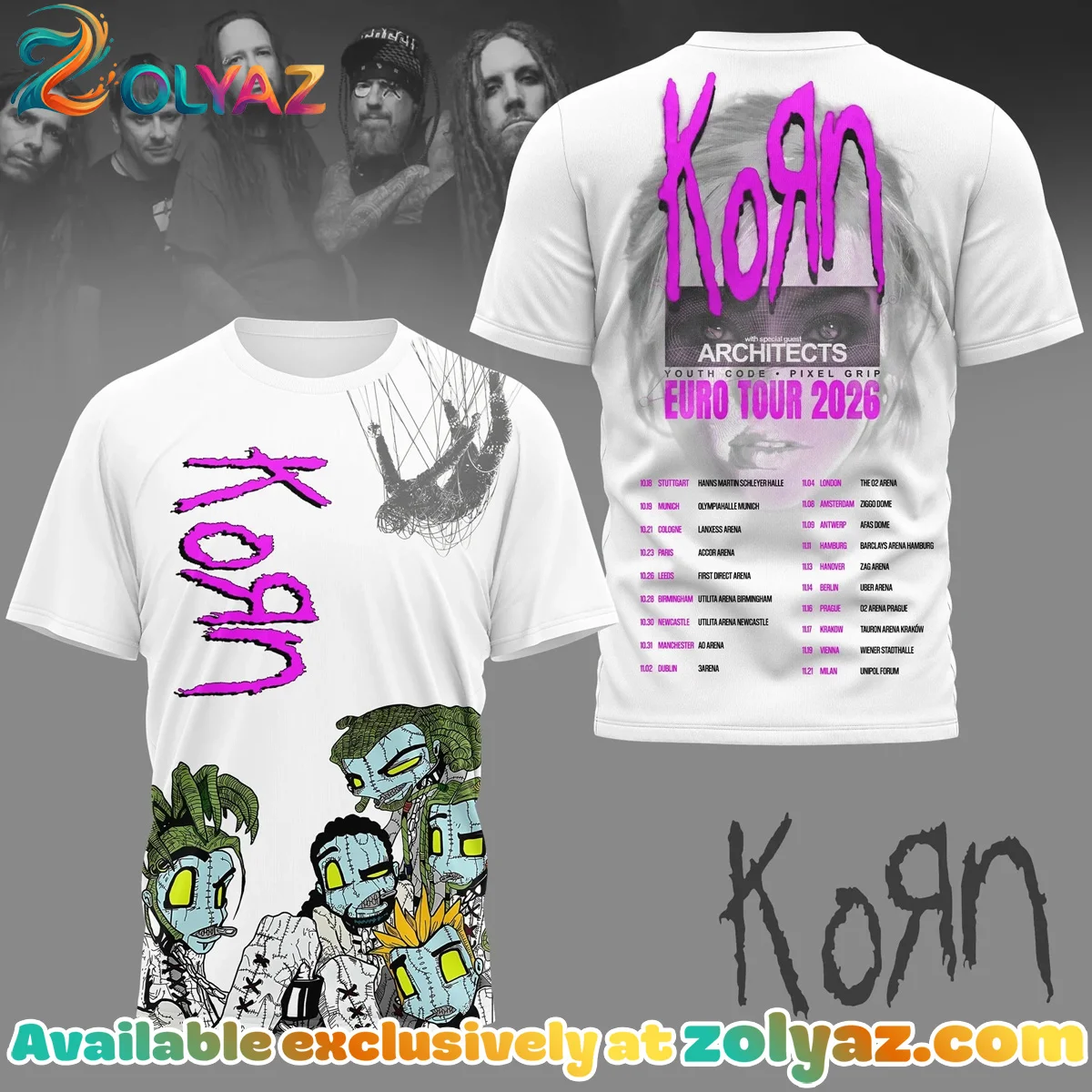 Korn Euro Tour Shirt & Hoodie - Variant 4