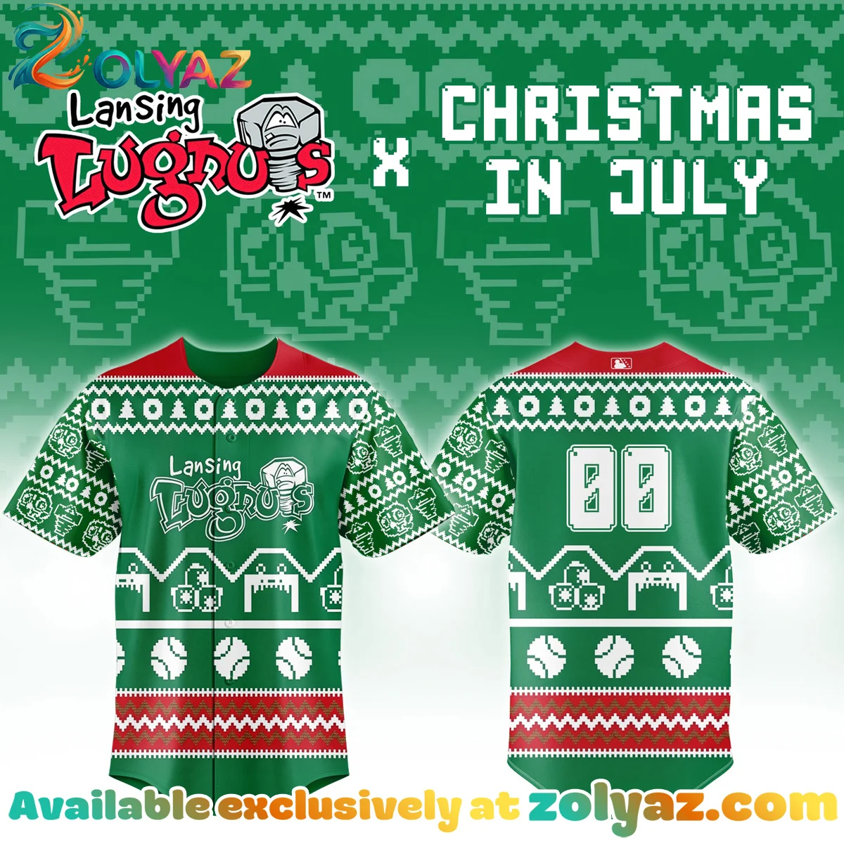 Lansing Lugnuts Christmas In July Jersey Lansing Lugnuts Christmas In July Jersey