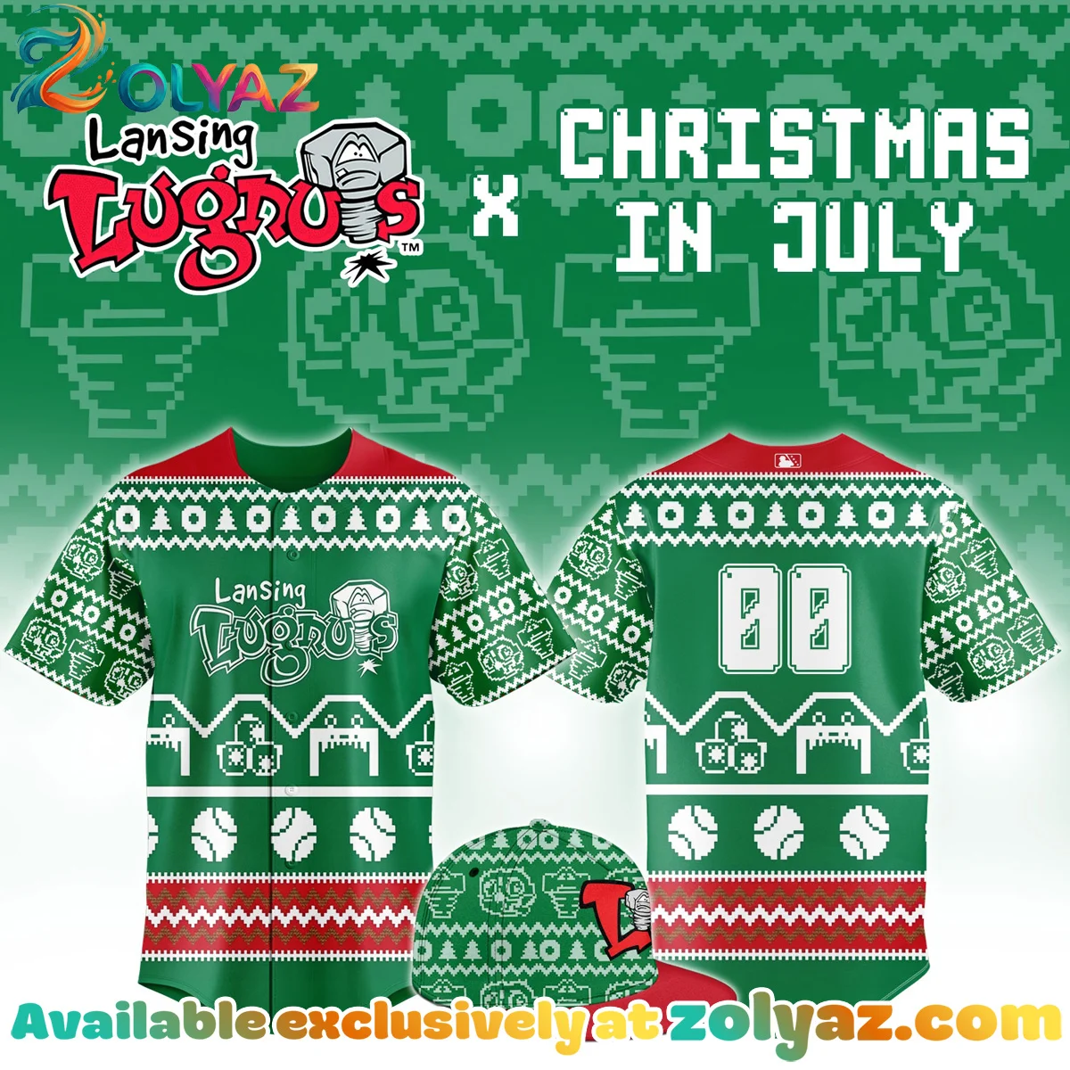 Lansing Lugnuts Christmas In July Jersey