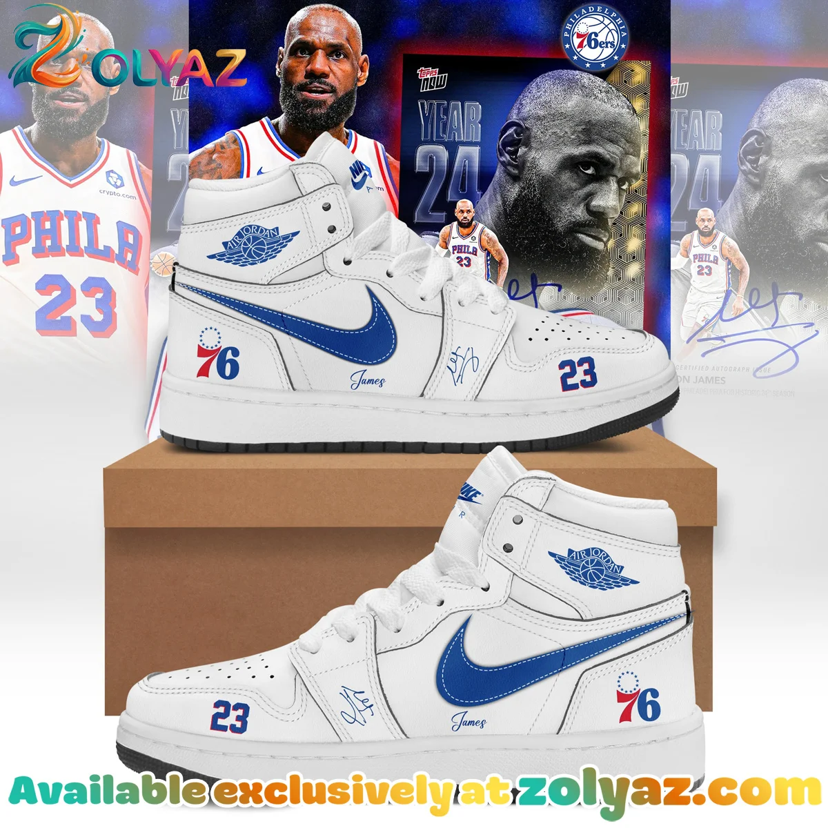 LeBron James Philadelphia 76ers Custom Air Force 1 & Jordan 1 Shoes (Style 19)