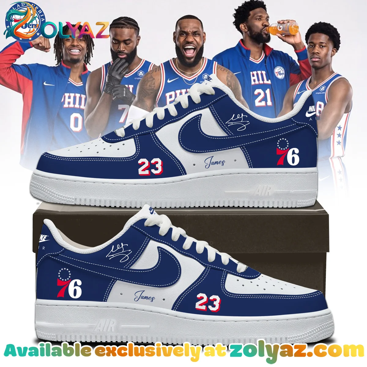 LeBron James Philadelphia 76ers Custom Air Force 1 & Jordan 1 Shoes (Release 21)