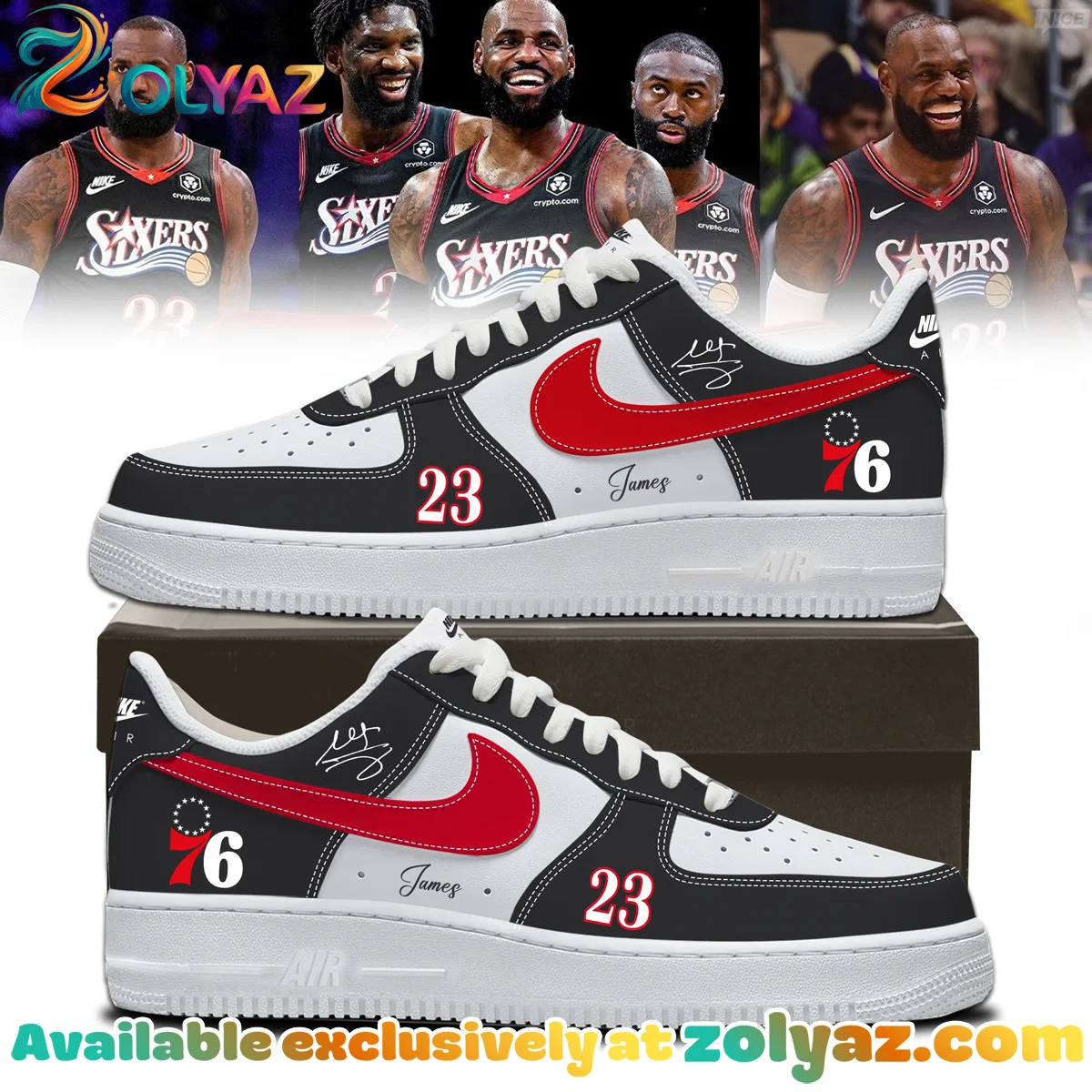 LeBron James Philadelphia 76ers Custom Air Force 1 & Jordan 1 Shoes - Part 22