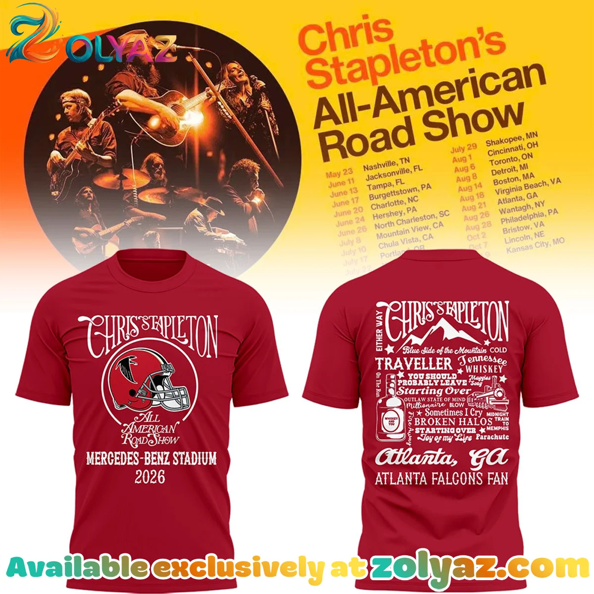 Atlanta Falcons x Chris Stapleton All-American Road Show T-Shirt & Hoodie (Release 3)