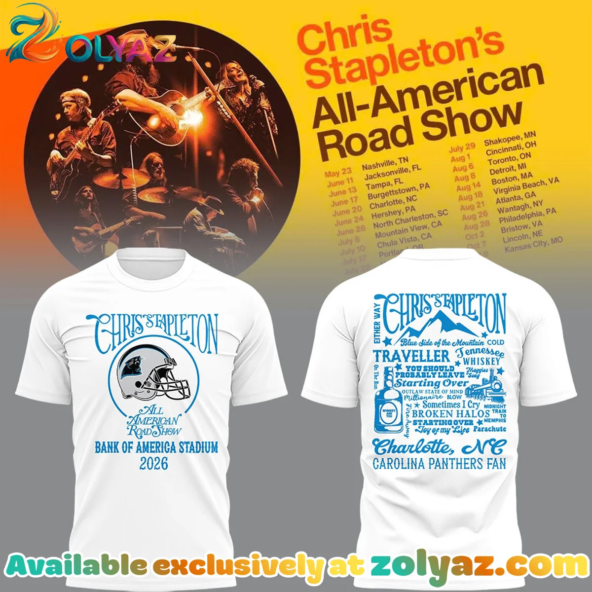 Carolina Panthers x Chris Stapleton All-American Road Show Shirt & Hoodie [Batch 4]