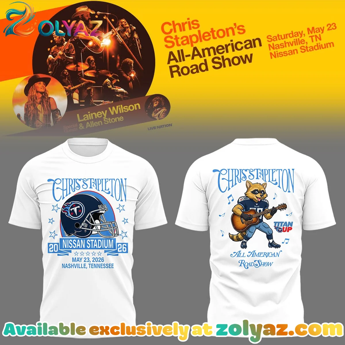 Chris Stapleton All-American Road Show Nissan Stadium Shirt & Hoodie (Design 5)