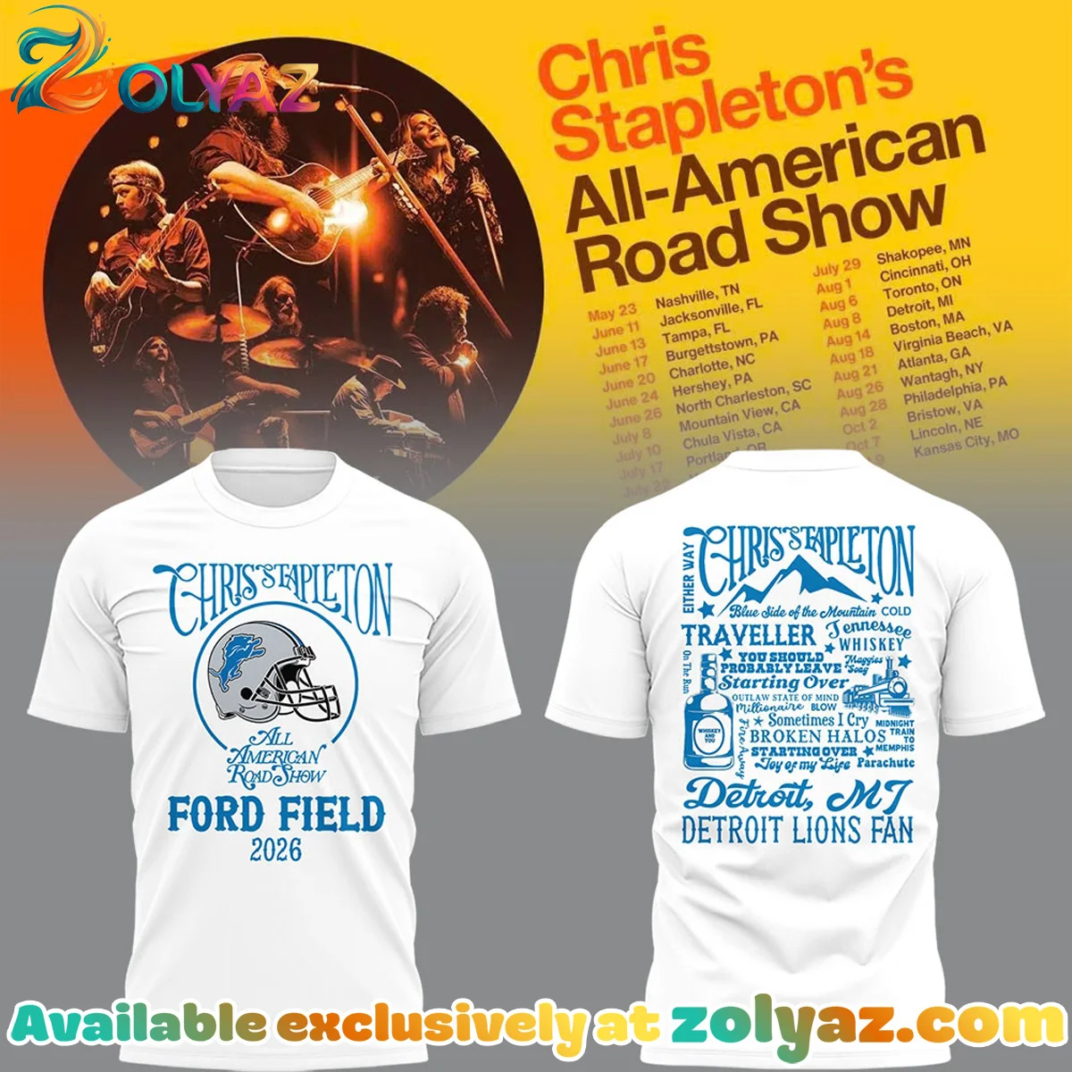 Detroit Lions x Chris Stapleton All-American Road Show Shirt & Hoodie [Drop 3]