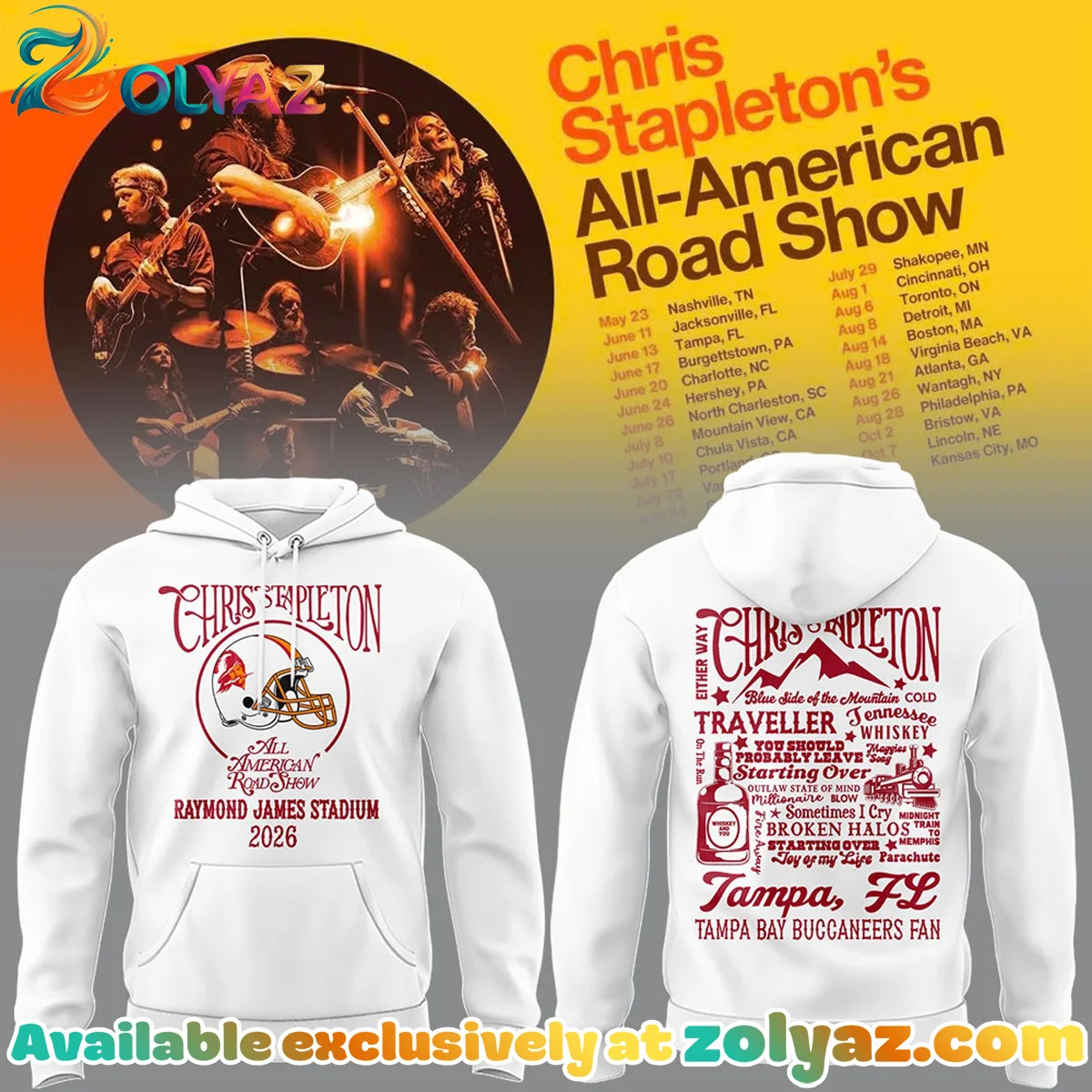 Tampa Bay Buccaneers x Chris Stapleton All-American Road Show T-Shirt & Hoodie