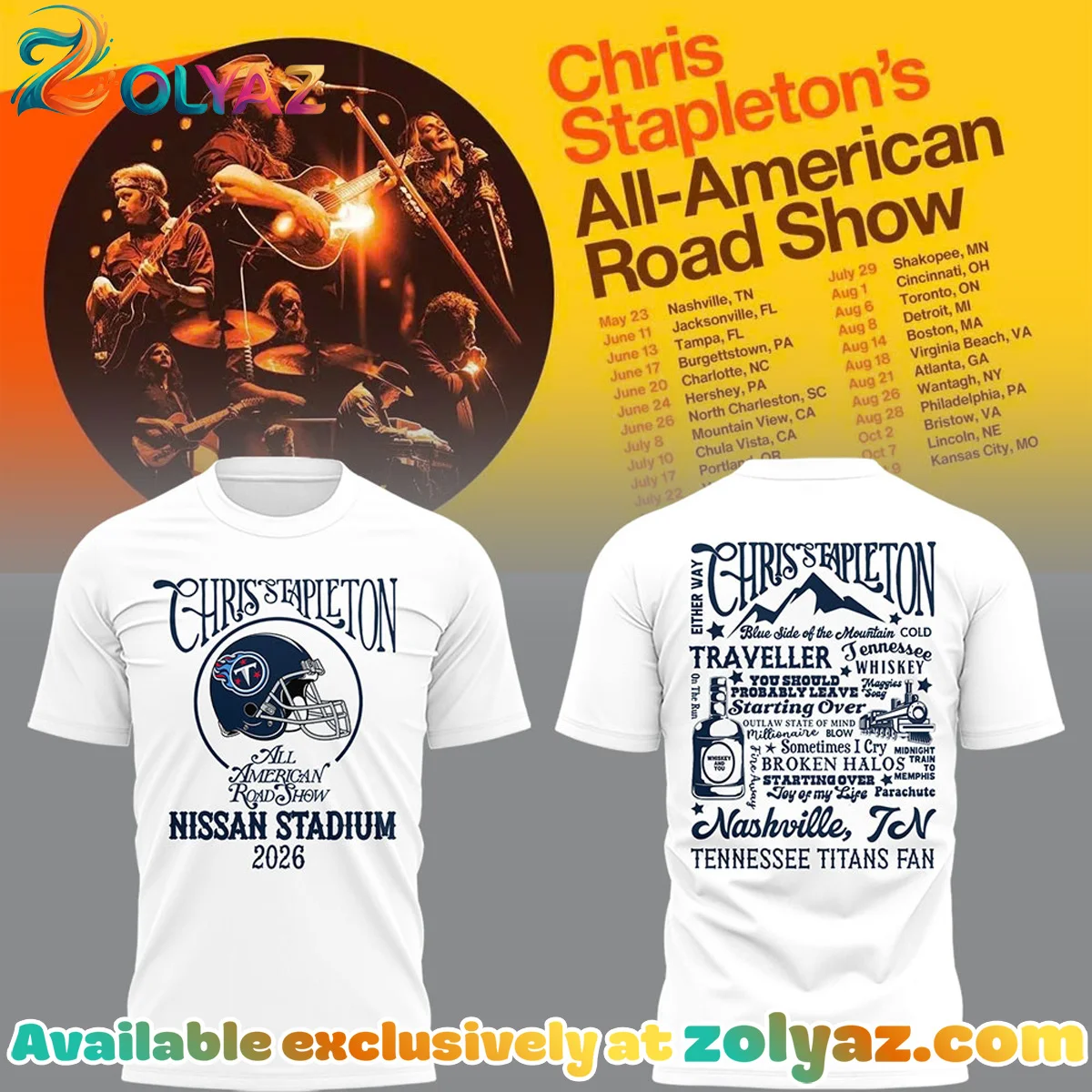 Tennessee Titans x Chris Stapleton All-American Road Show T-Shirt & Hoodie (Style 4)