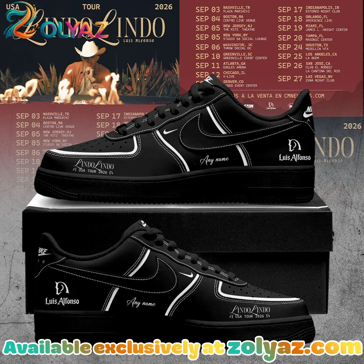 Luis Alfonso Lindo Lindo USA Tour Custom Air Force 1 & Jordan 1 Shoes