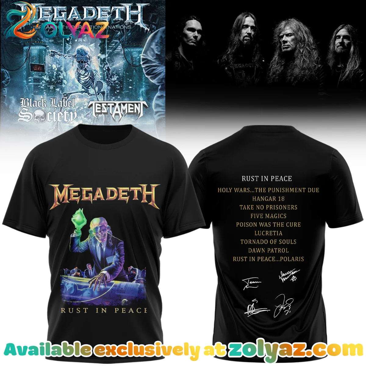 Megadeth Signed Shirt & Hoodie (Style 12)