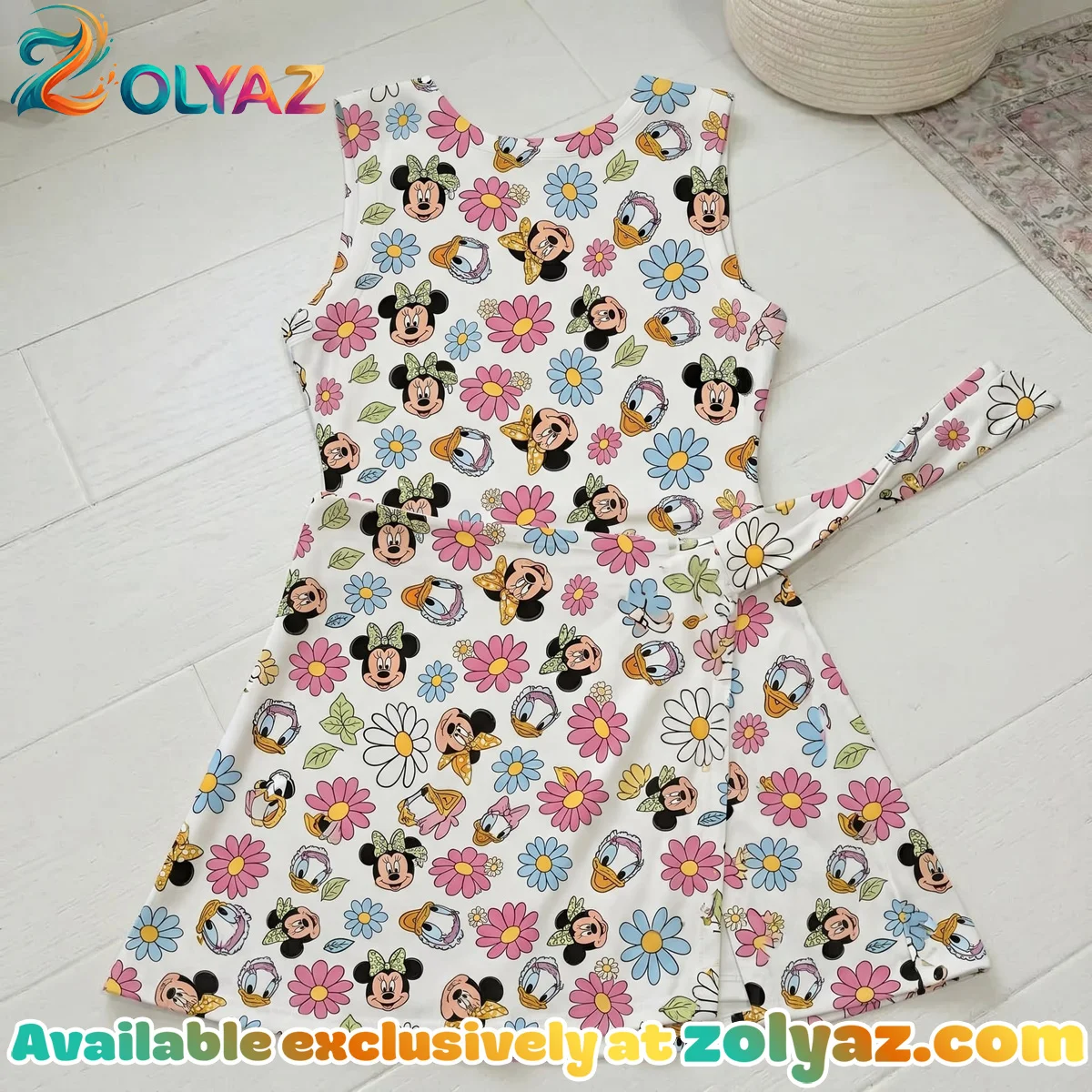 Mickey & Friends Floral Athletic Dress - Tennis Dress Skirt, Disney Park Vacation Outfit, Disney Skort Dress