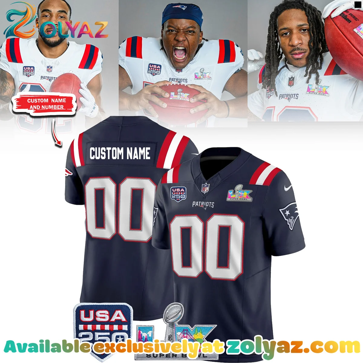 New England Patriots Super Bowl LX Jersey (Style 3)