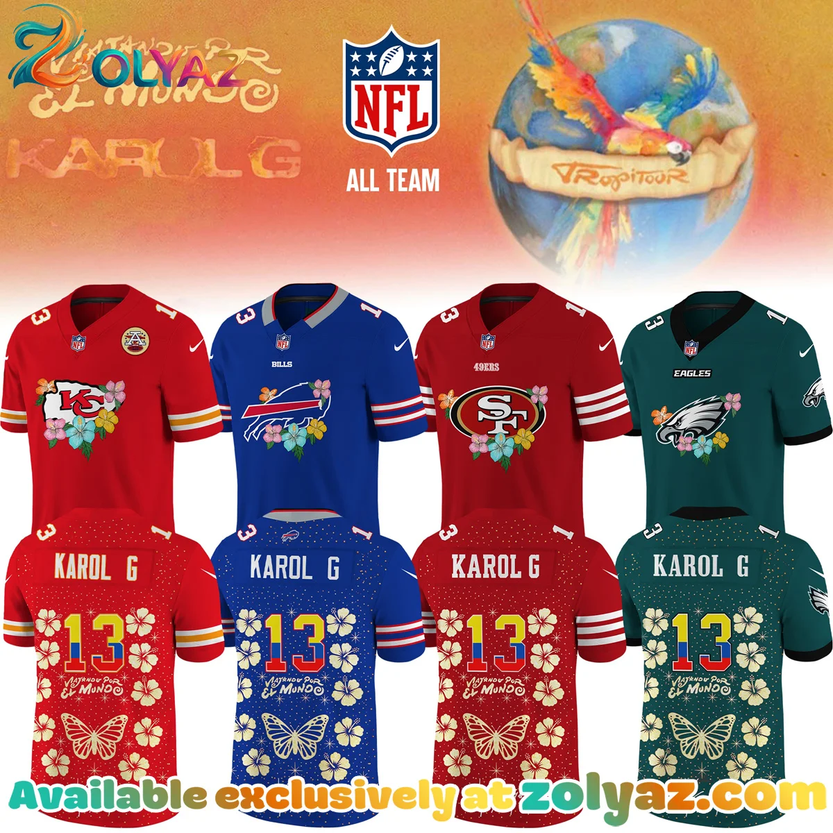 NFL x Karol G VIAJANDO POR EL MUNDO TROPITOUR Signature Jersey [Batch 1]
