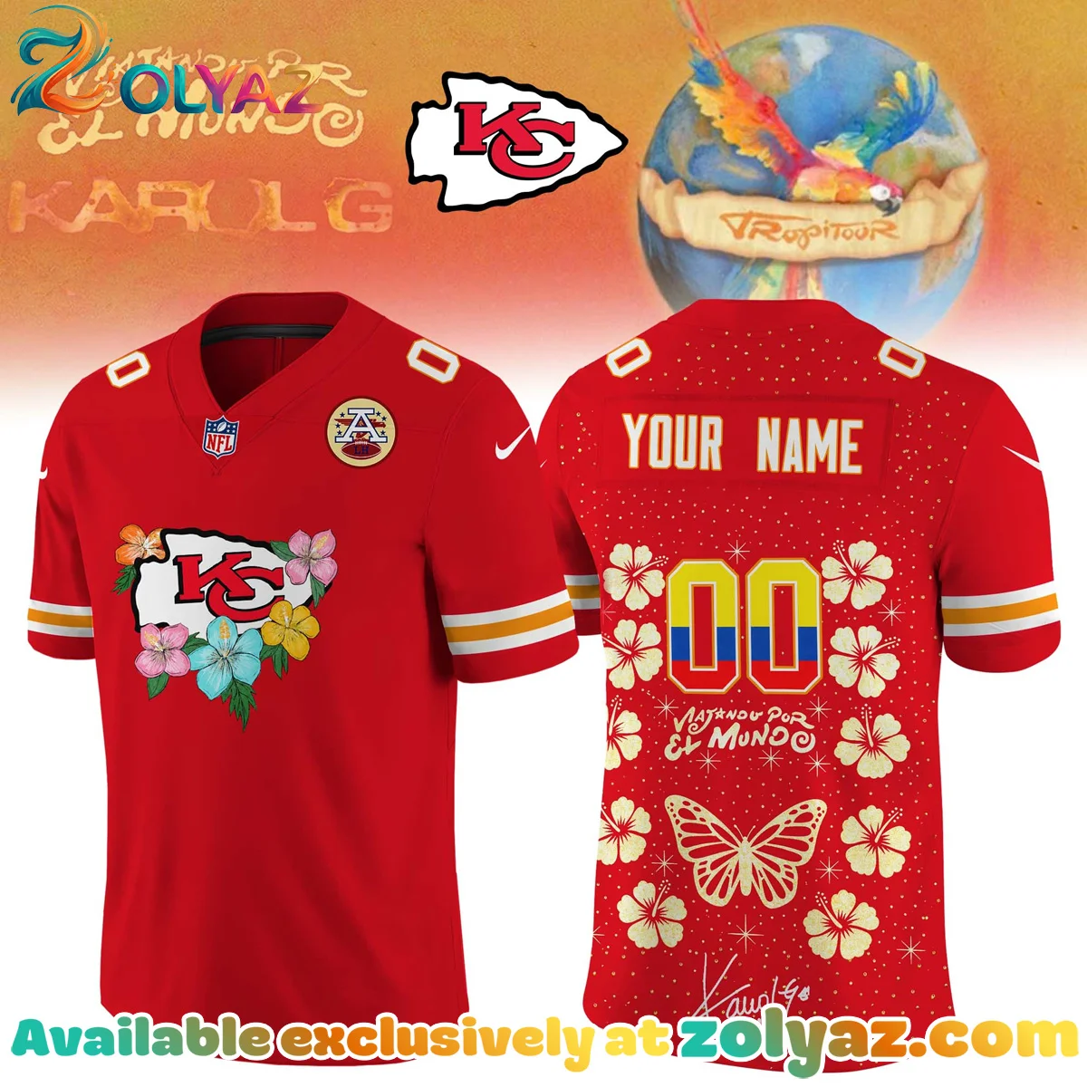 NFL x Karol G VIAJANDO POR EL MUNDO TROPITOUR Signature Jersey (Release 1) NFL x Karol G VIAJANDO POR EL MUNDO TROPITOUR Signature Jersey (Release 1)