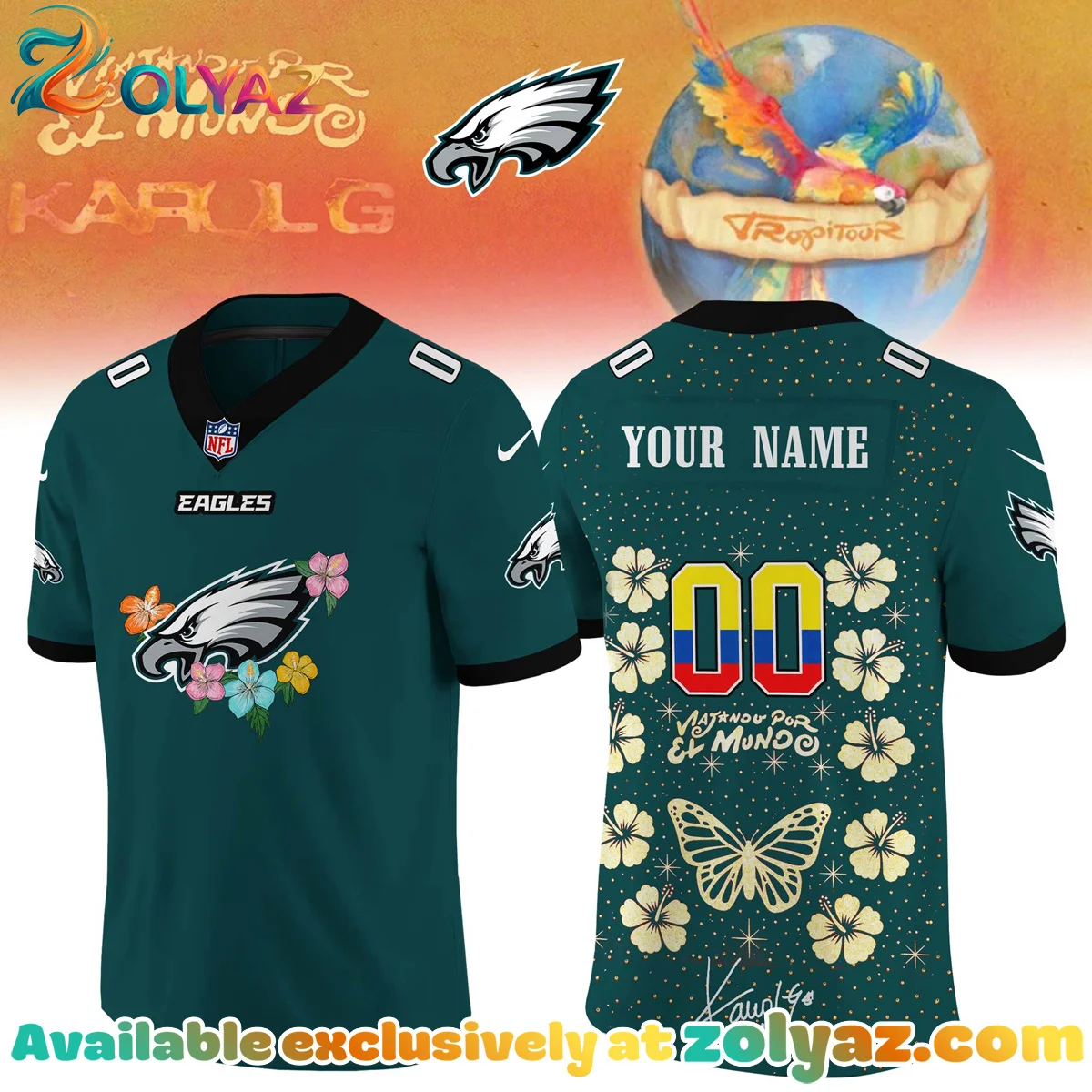 NFL x Karol G VIAJANDO POR EL MUNDO TROPITOUR Signature Jersey (Release 1) NFL x Karol G VIAJANDO POR EL MUNDO TROPITOUR Signature Jersey (Release 1)